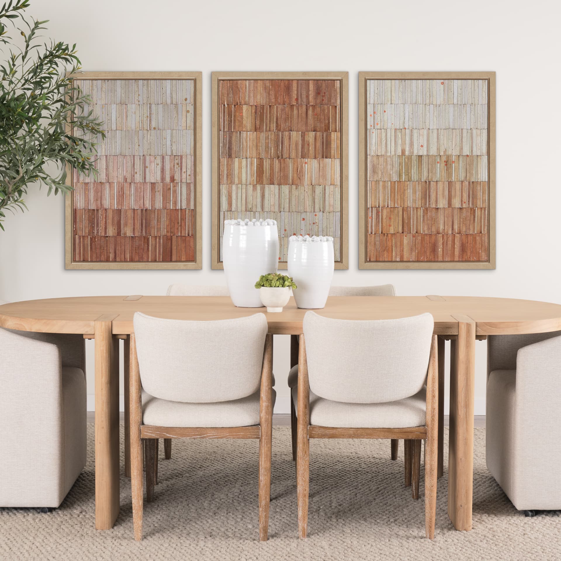 Terracotta Wall I by Flora Kouta Hand-Embellished Textured Framed Canvas Artwork — in a styled room