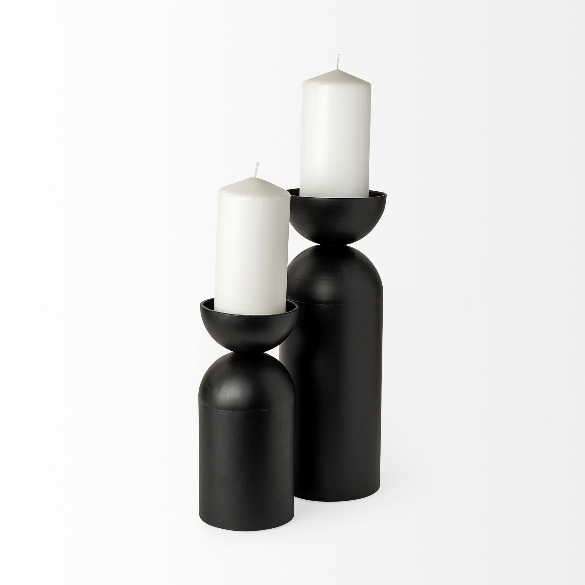Alex Small Black Metal Cylindrical Table Candle Holder — product photograph