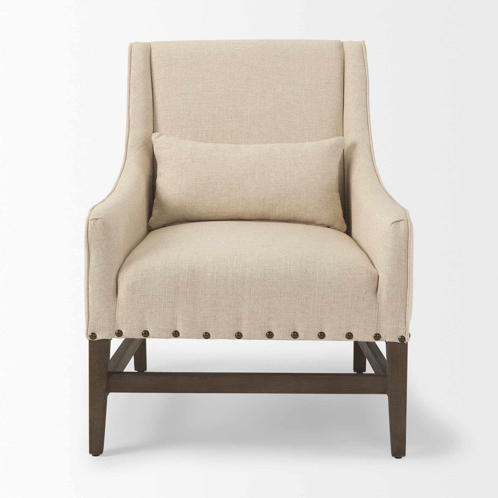 Kensington Cream Linen Fabric and Wood Accent Chair — product photograph