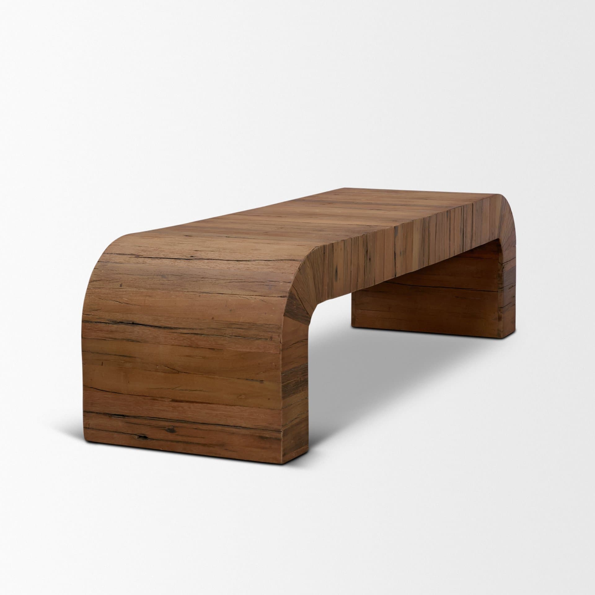Denton Medium Brown Relcaimed Wood Bench — product photograph