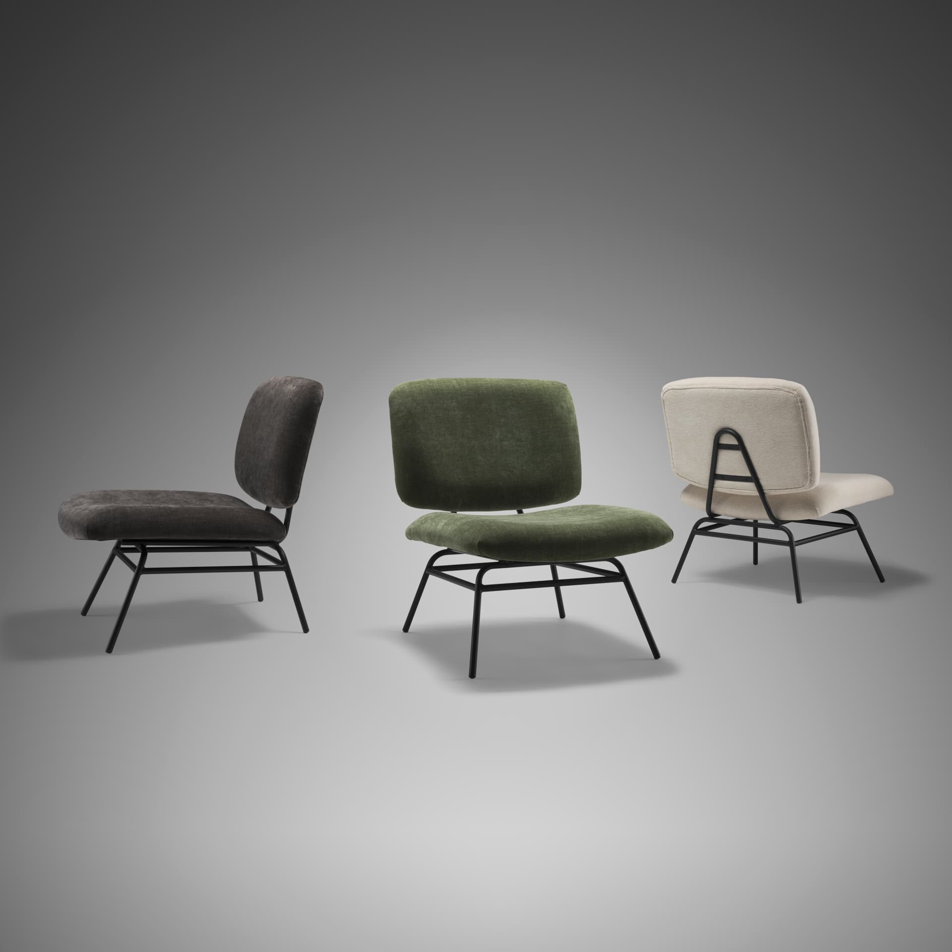Nora Charcoal Fabric w/ Matte Black Metal Legs Accent Chair — product photograph