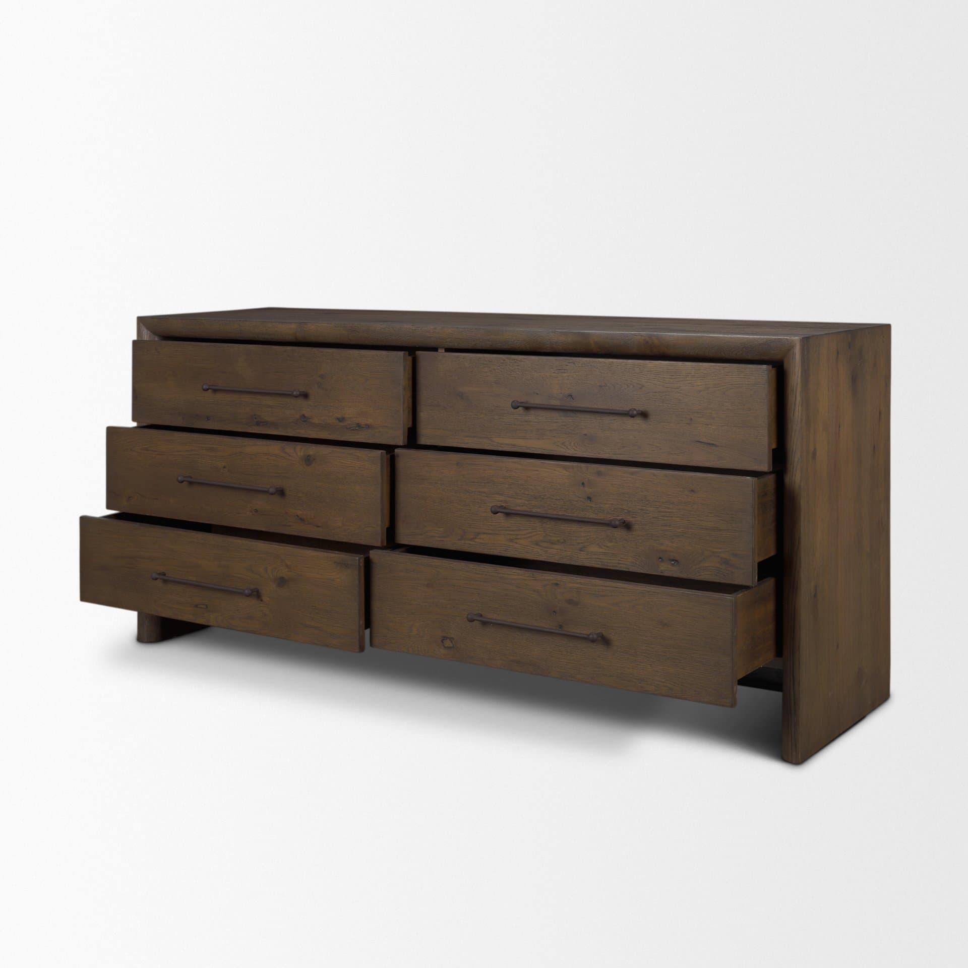 Belford 6-Drawer Dark Brown Oak Wood Dresser — product photograph