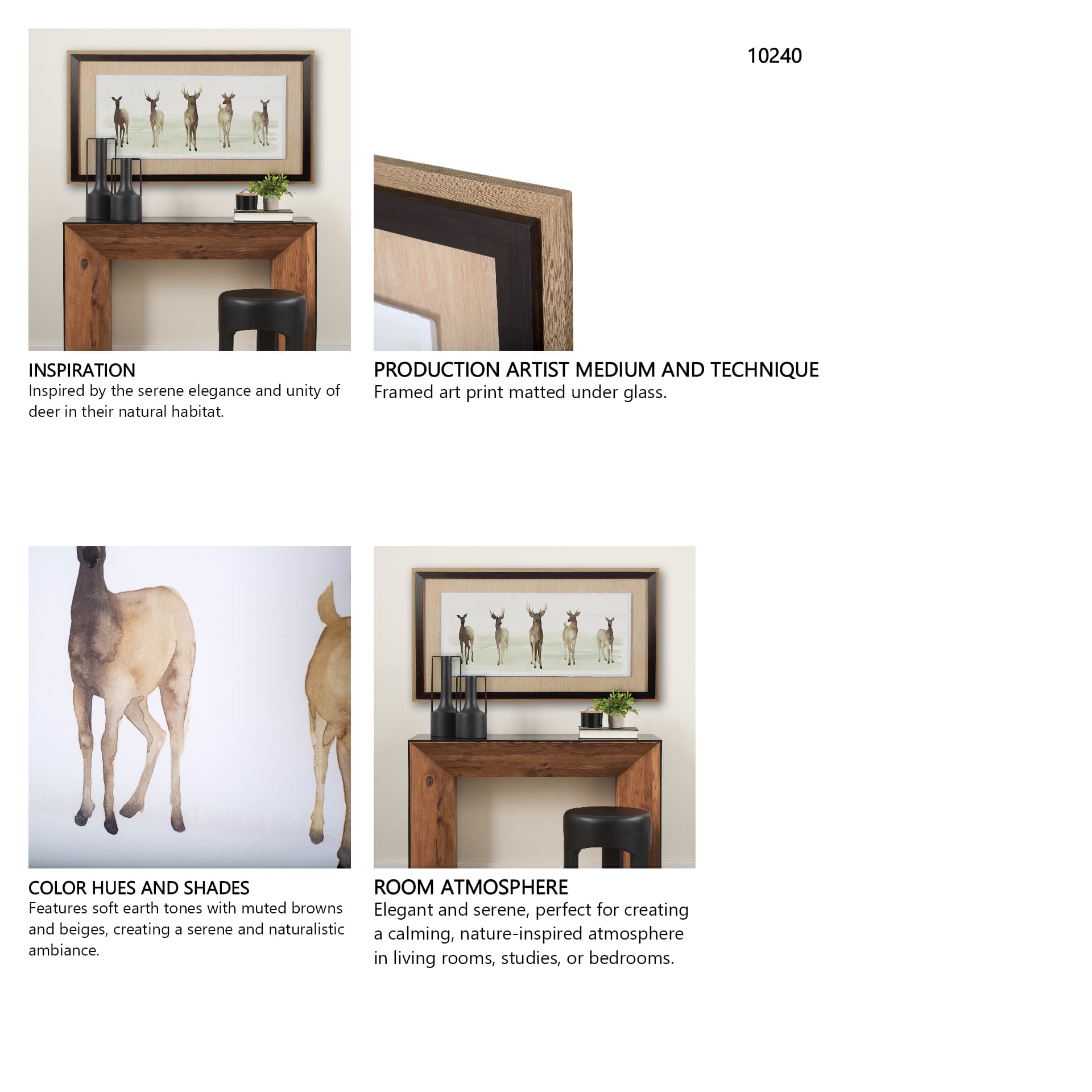 Deer Line I by Grace Popp a Framed Art Print Matted under Glass — in a styled room