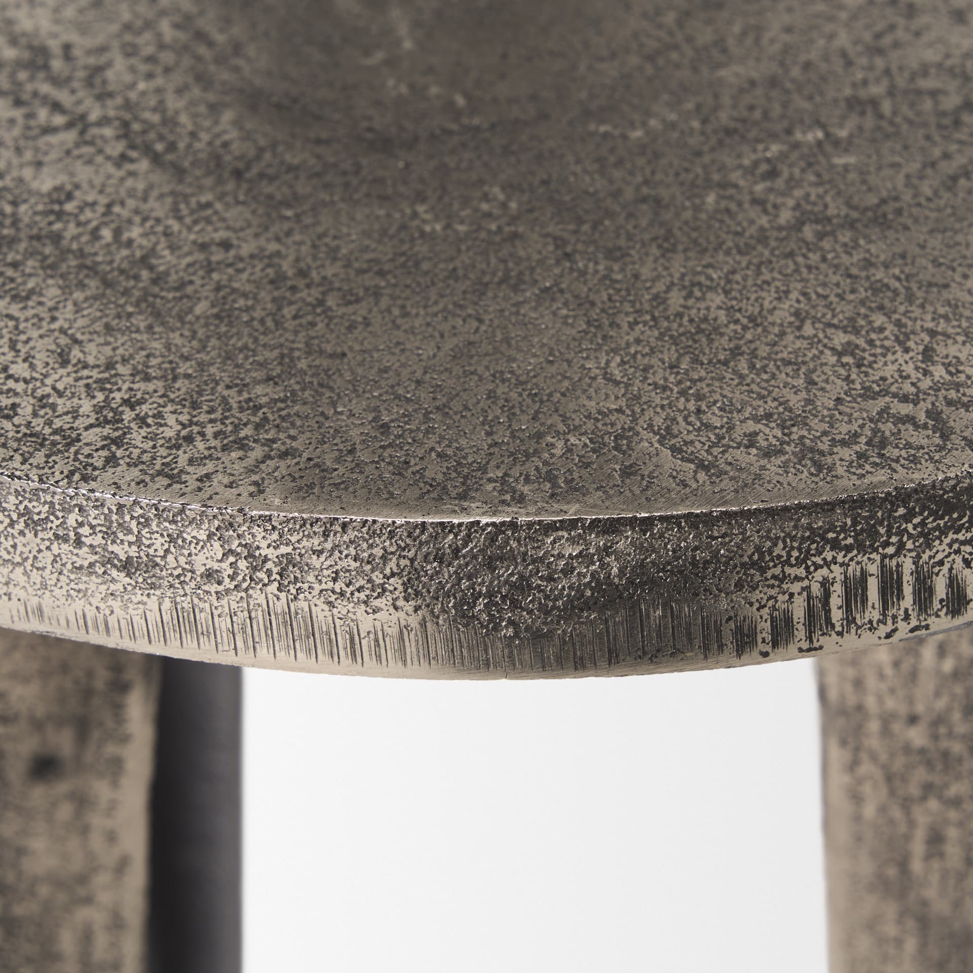 Maggie Textured Silver Nickel Cast Aluminum Metal Accent Table — product photograph