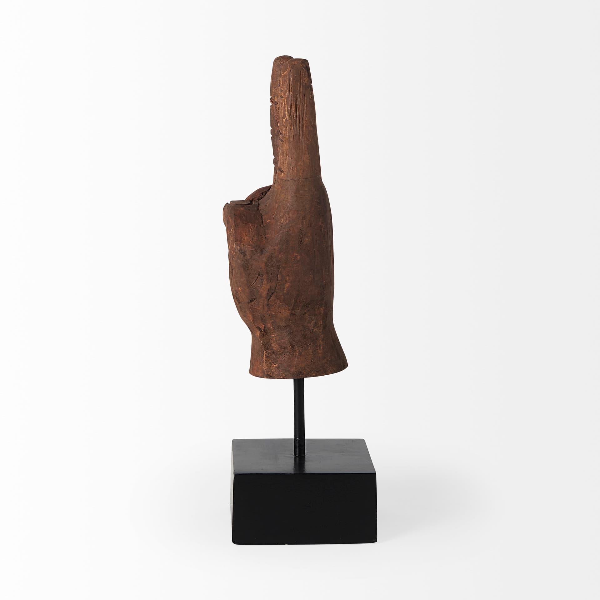 Pacem 4L x 4W Natural Wooden Carved Peace Sign Hand — product photograph