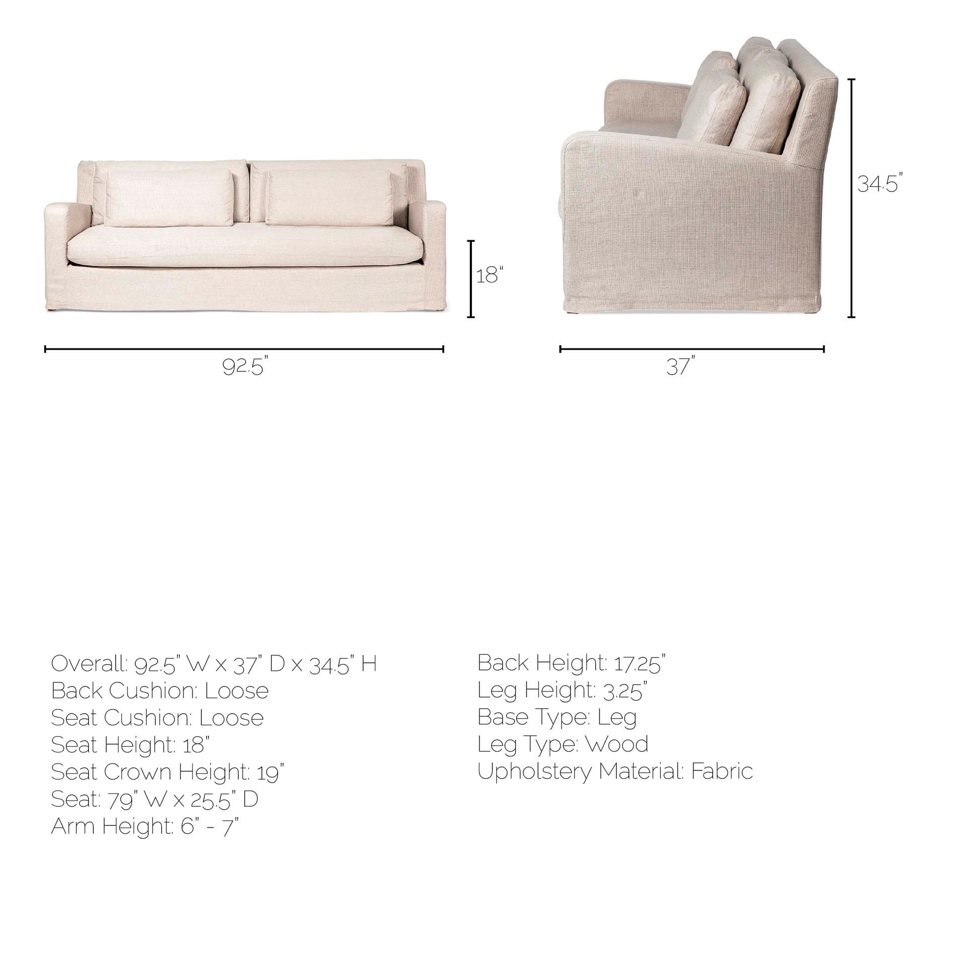 Denly II 92.5W Beige Slipcover Three Seater Sofa — product photograph