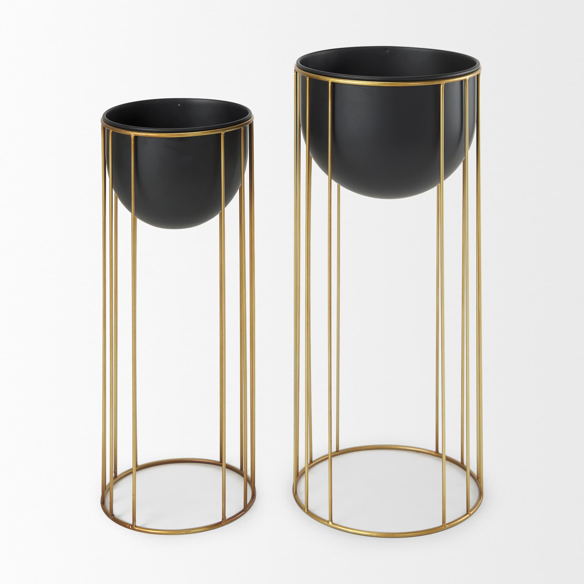 Danica Set of 2 Matte Black Metal Plant Stands — product photograph