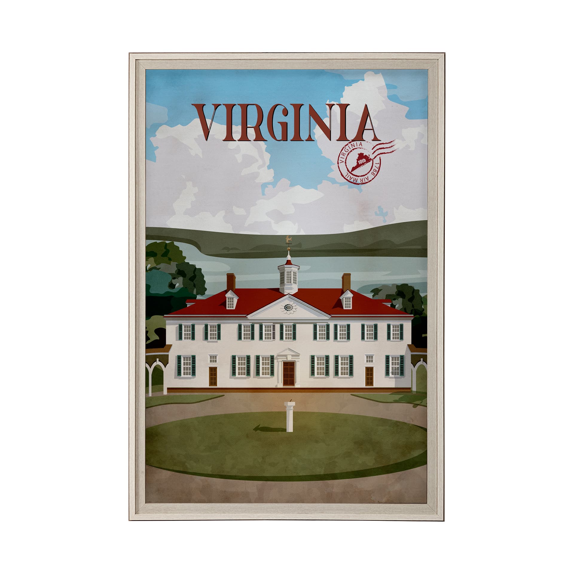 Virginia Go USA (XL) by Mercana Studio a Hand Embellished Decograph Framed Art Print under Glass — product photograph