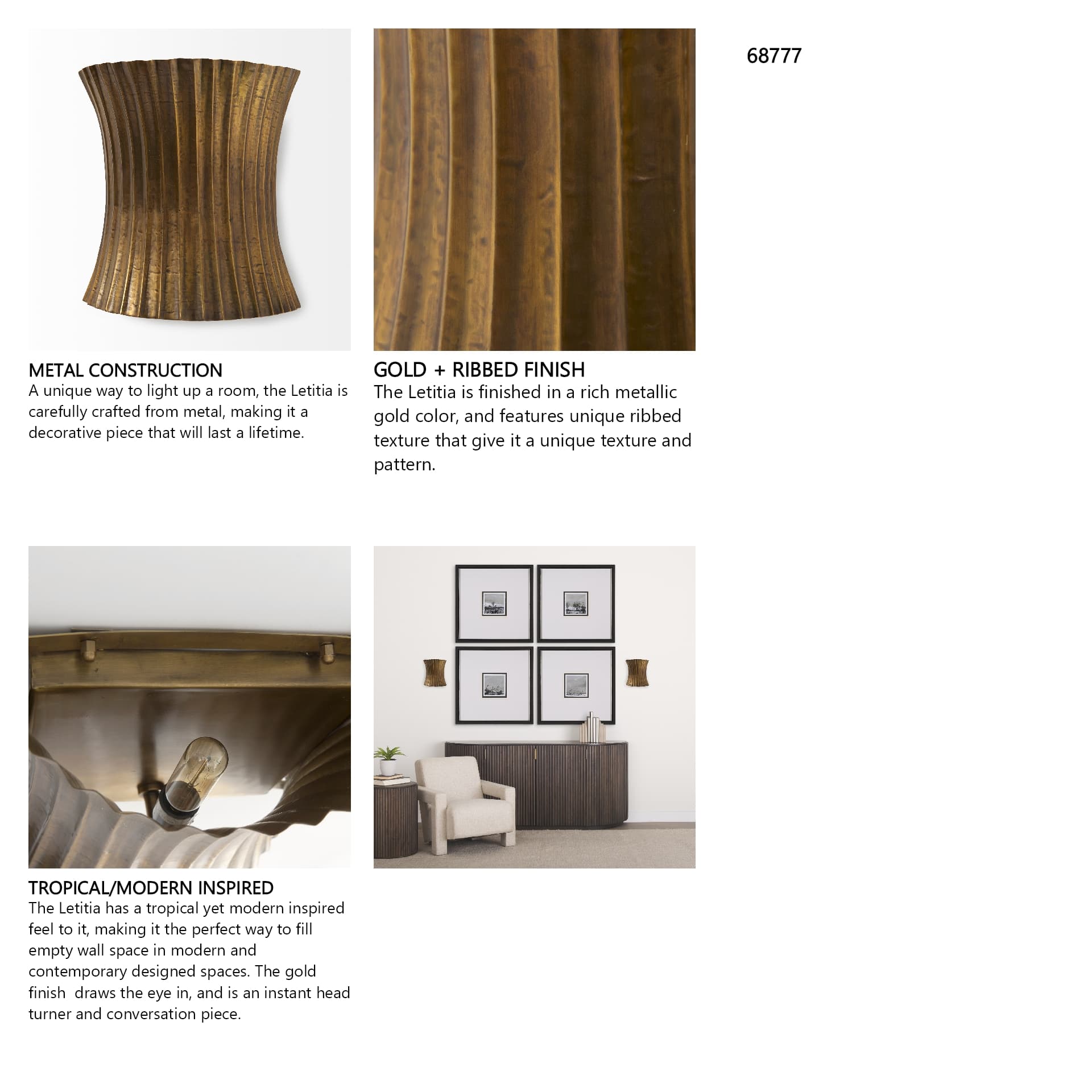 Letitia 10.5L x 5.5W x 11.0H Gold Hammered Metal Fan Wall Sconce — product photograph