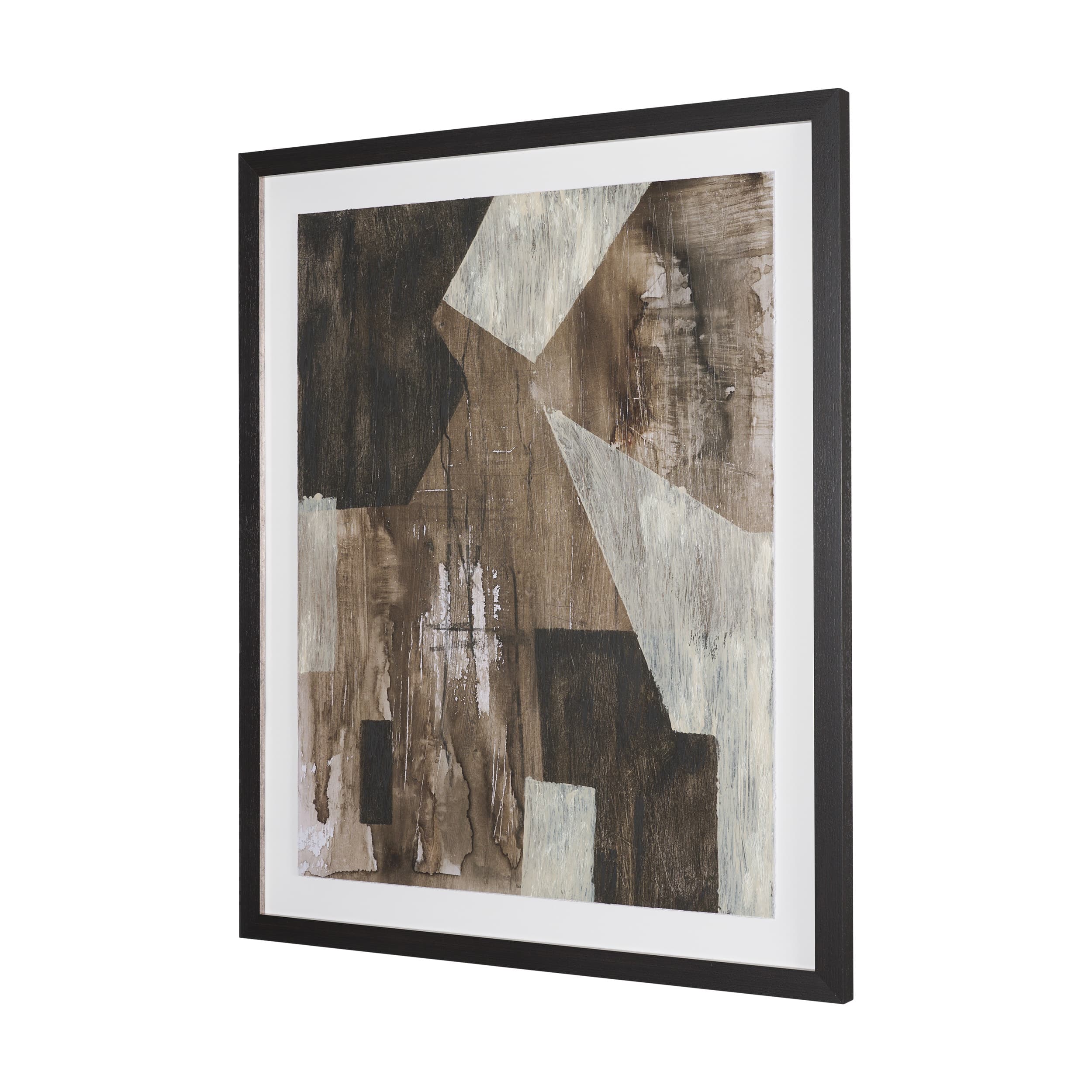 Fault Geometry I by Mercana Studio Hand-Embellished Textured Framed Artwork Matted under Glass — product photograph