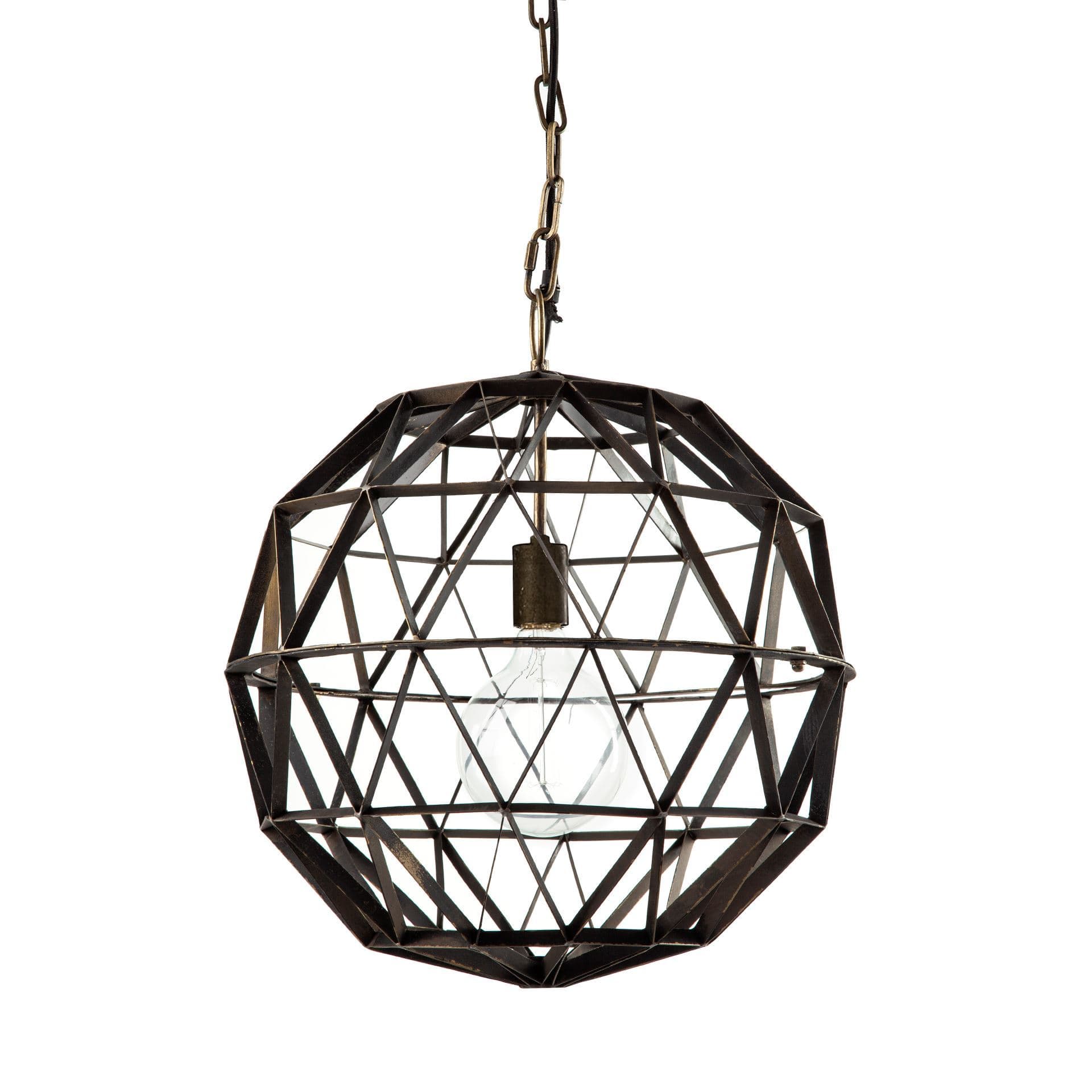 Dyson I 18x18 Black Metal Triangular Orb Pendant Light — product photograph