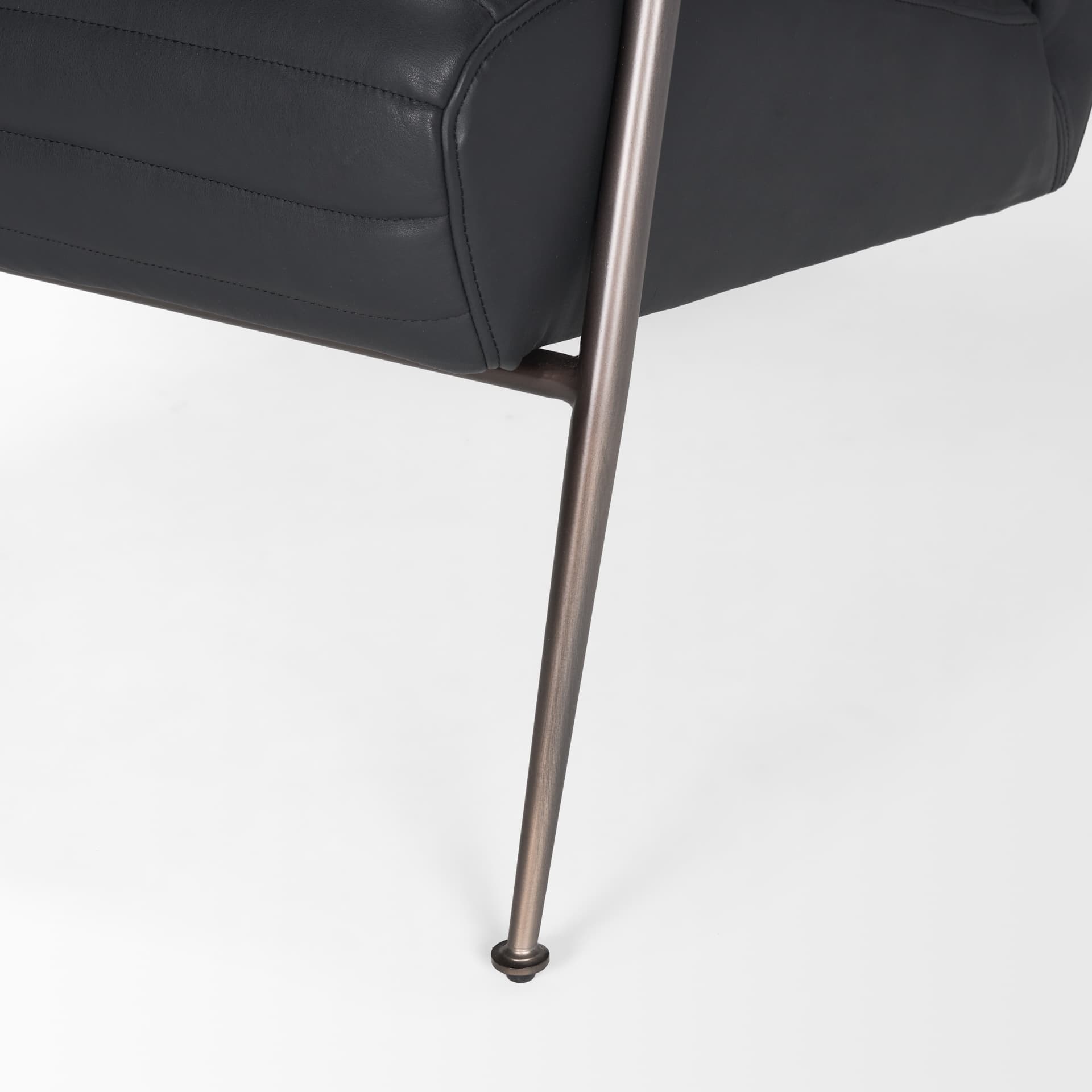 Grosjean Black Leather w/ Black Metal Frame Accent Chair — product photograph