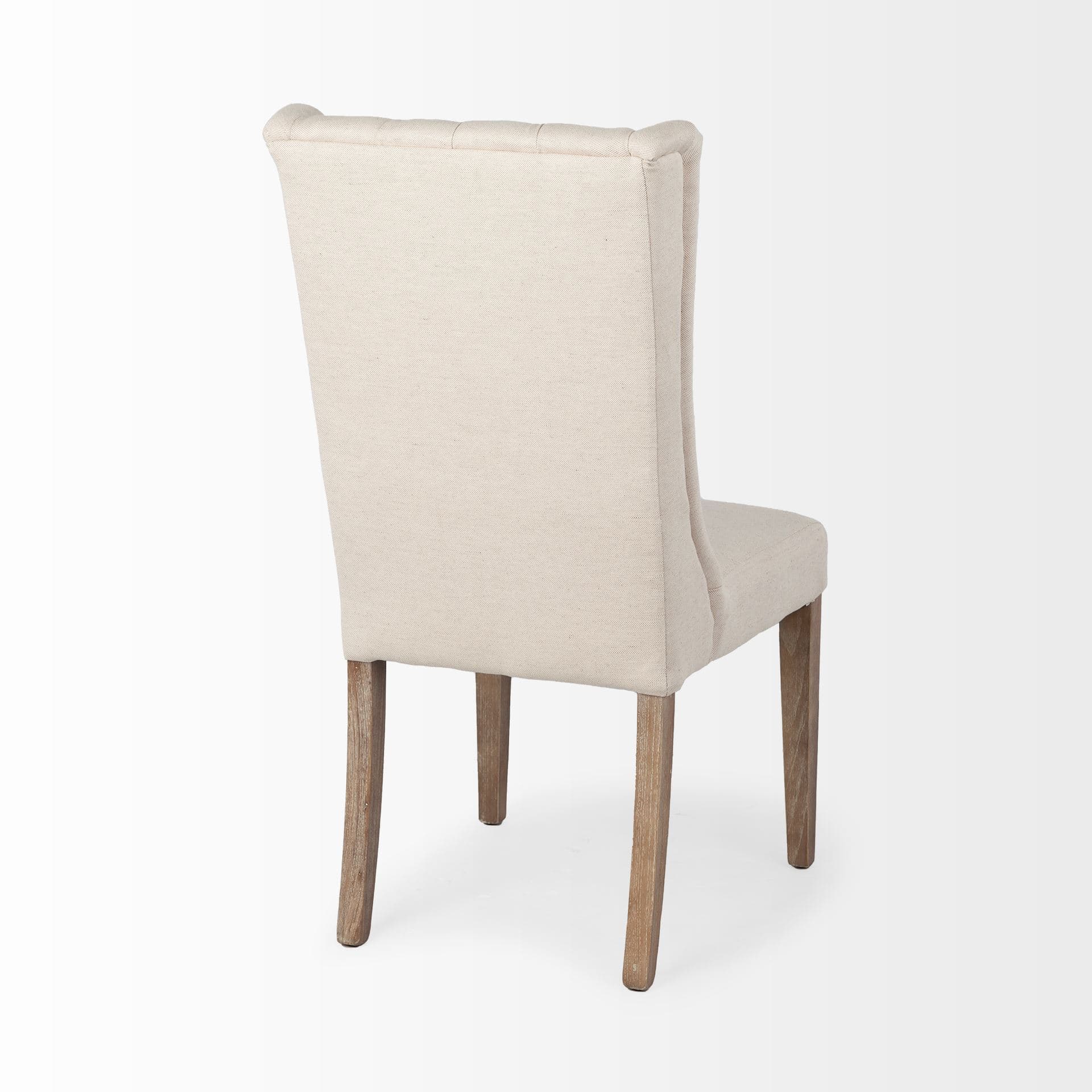 Mackenzie High-Back Dining Side Chair | Cream Plush Linen w/ Ash Wood — product photograph