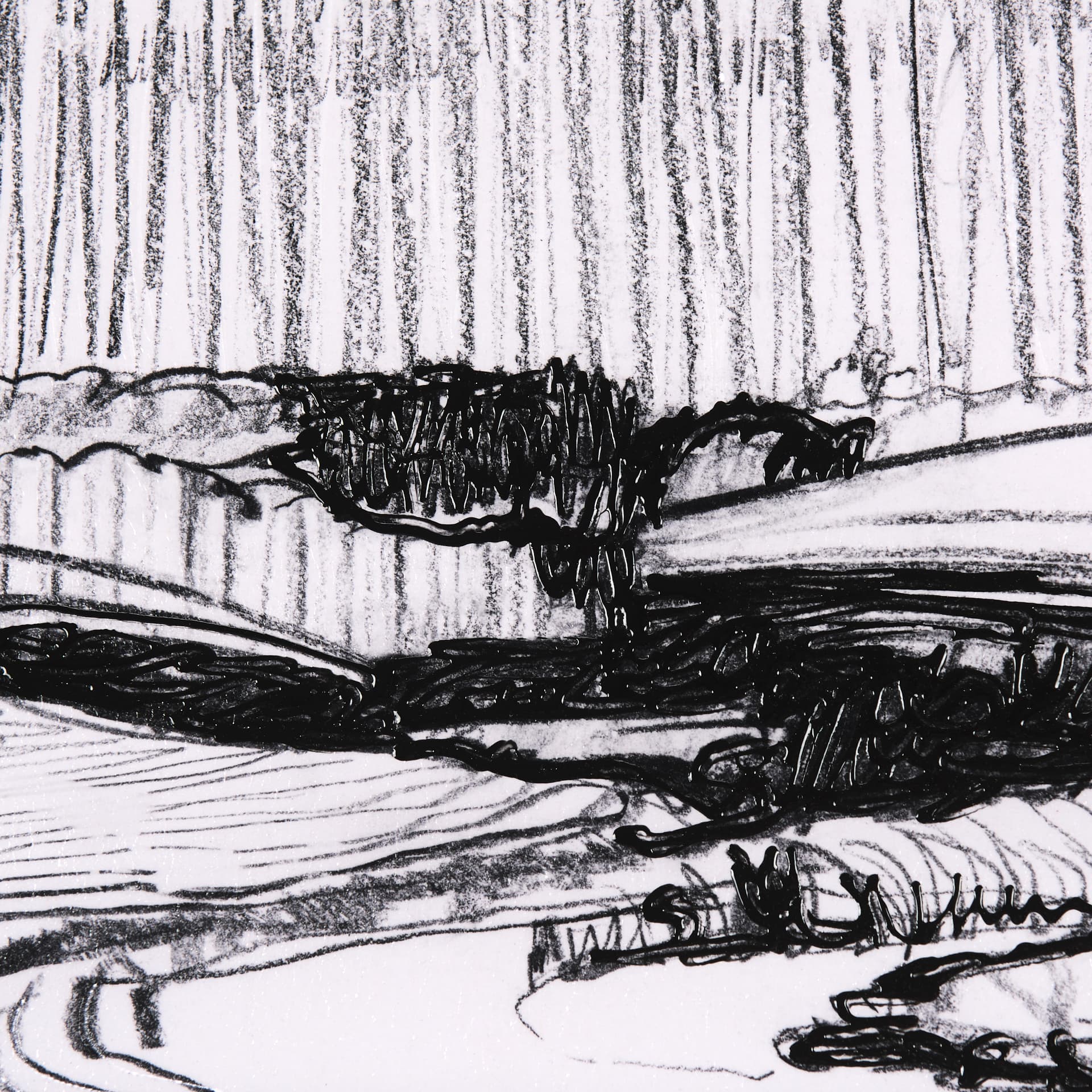 Rural Sketch-I by Mercana Studio a Hand Embellished Textured Framed Art Print — product photograph