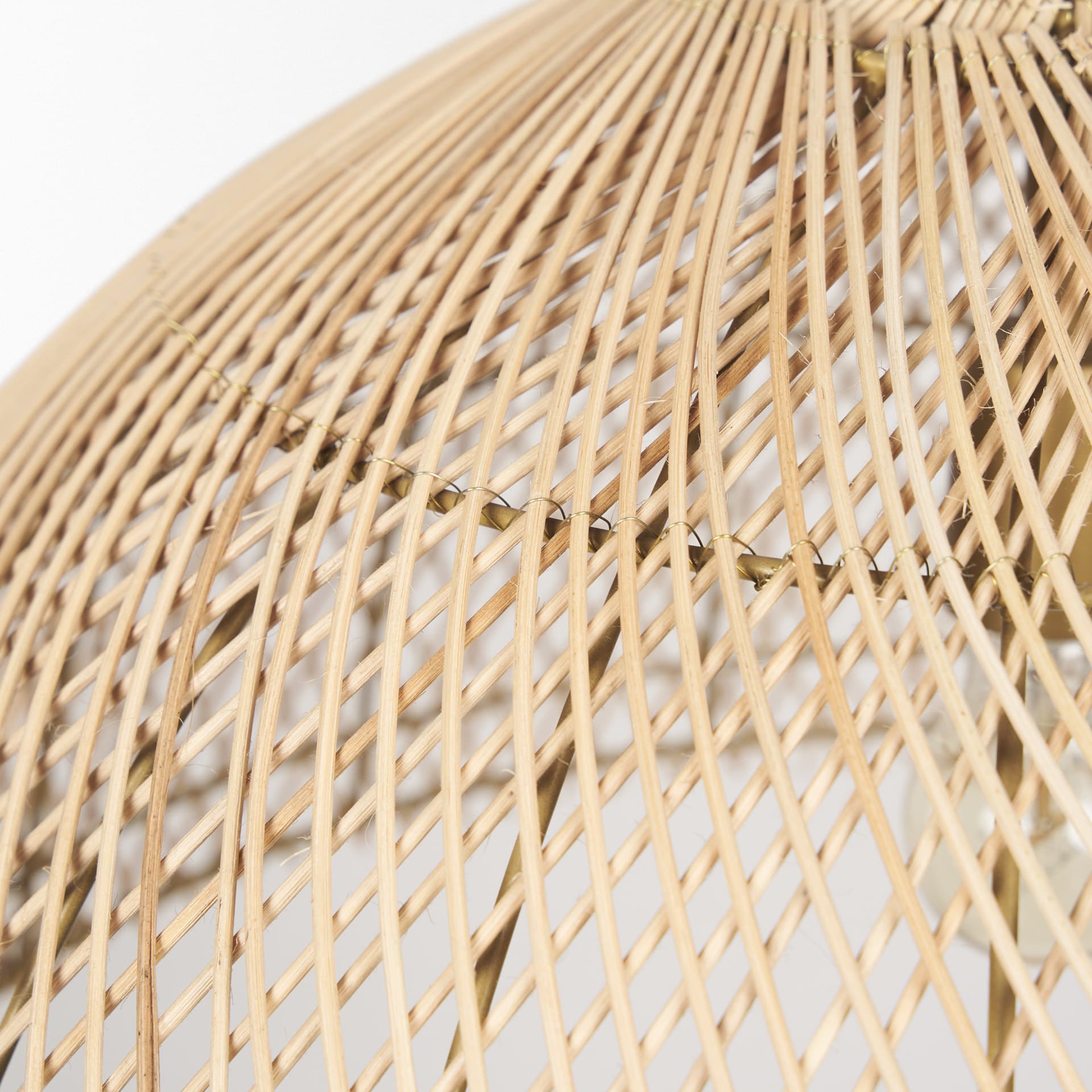 Thad 1-Light Natural Woven Rattan Dome Pendant — product photograph