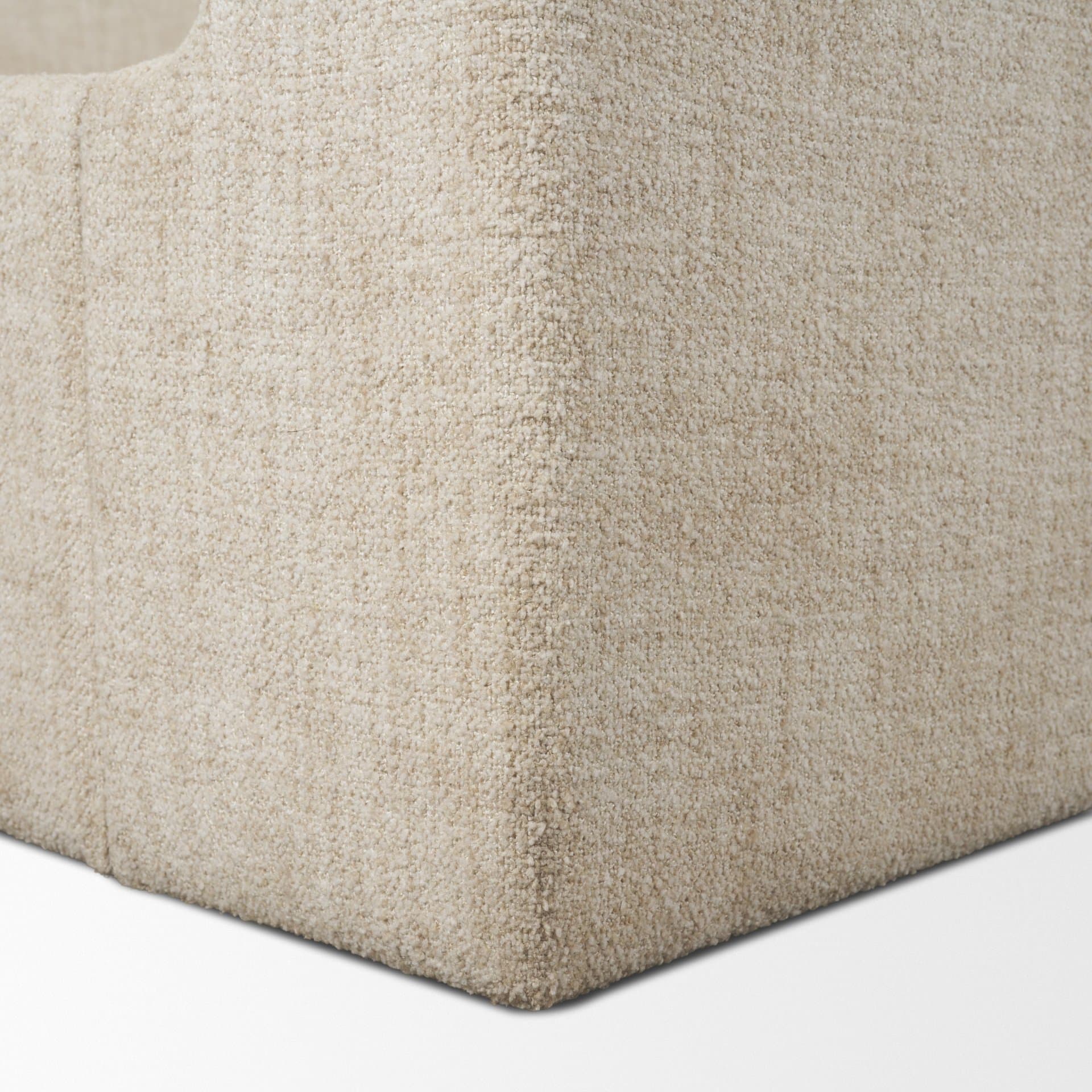 Solene King Upholstered Bedframe w/ Footbed | Curved Headboard | Oatmeal Fabric — product photograph