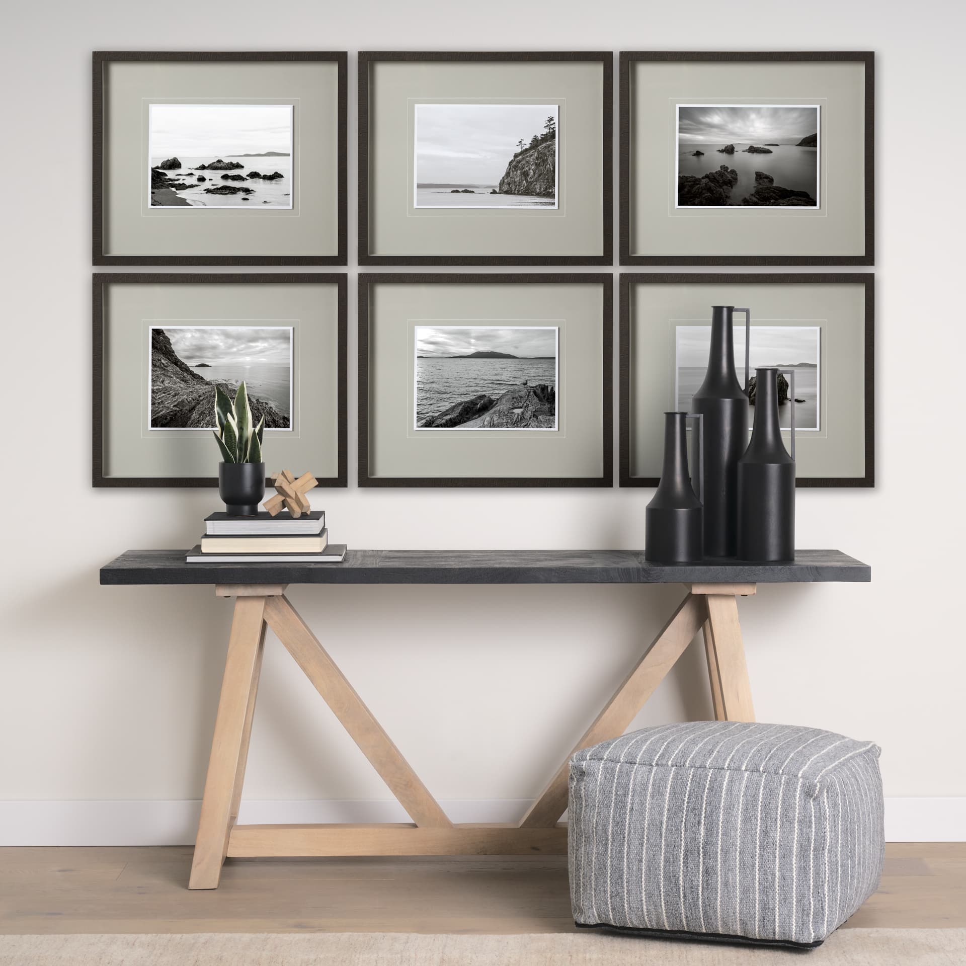 Rocky Coastline, Rosario Beach by Bisig, Steve a Framed Photo Art Print Matted under Glass — in a styled room