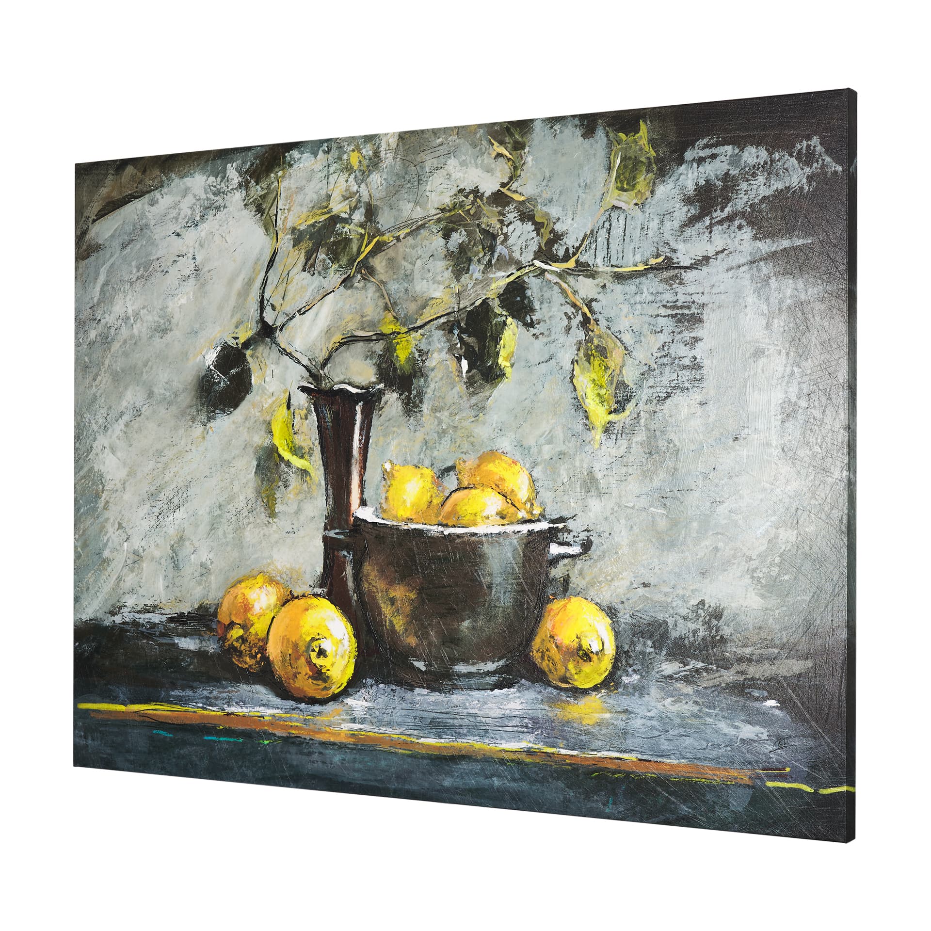 Still Life with Lemons by Mercana Studio a Hand Embellished Textured Canvas — product photograph