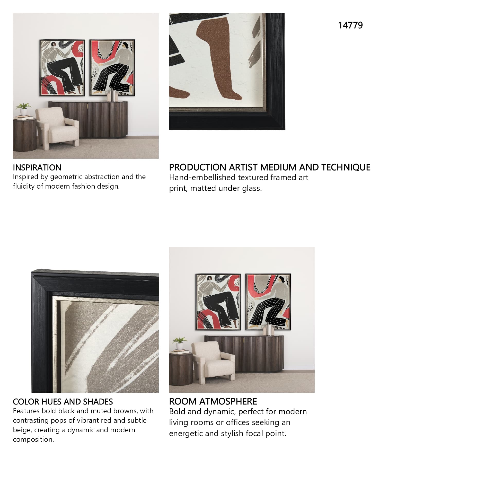 Bold People - Rowan by Mercana Studio Hand Embellished Textured Framed Art Print Matted under Glass — in a styled room