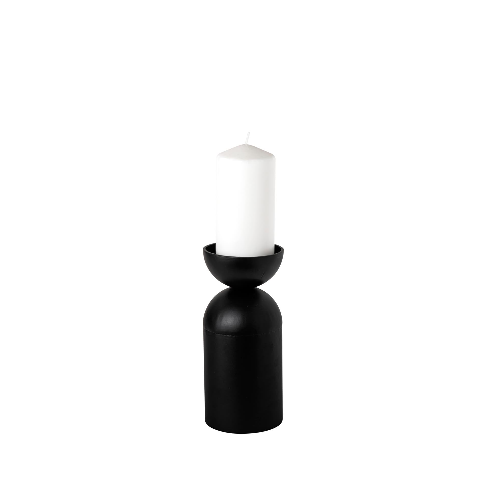 Alex Small Black Metal Cylindrical Table Candle Holder — product photograph