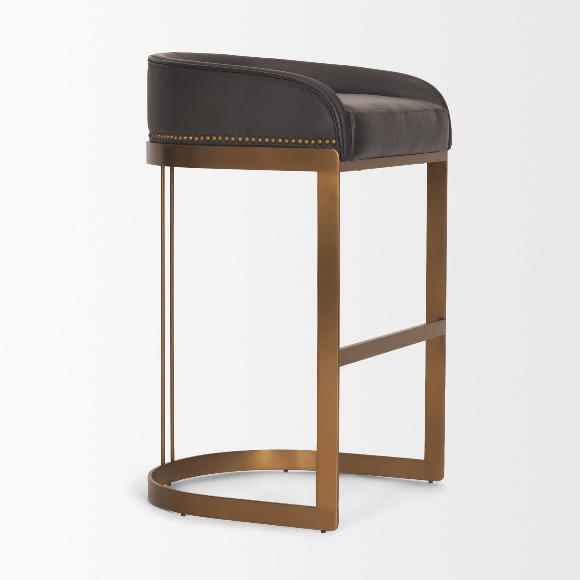 Hollyfield Backless 28.75in Seat Bar Stool | Brown Charcoal Leather — product photograph