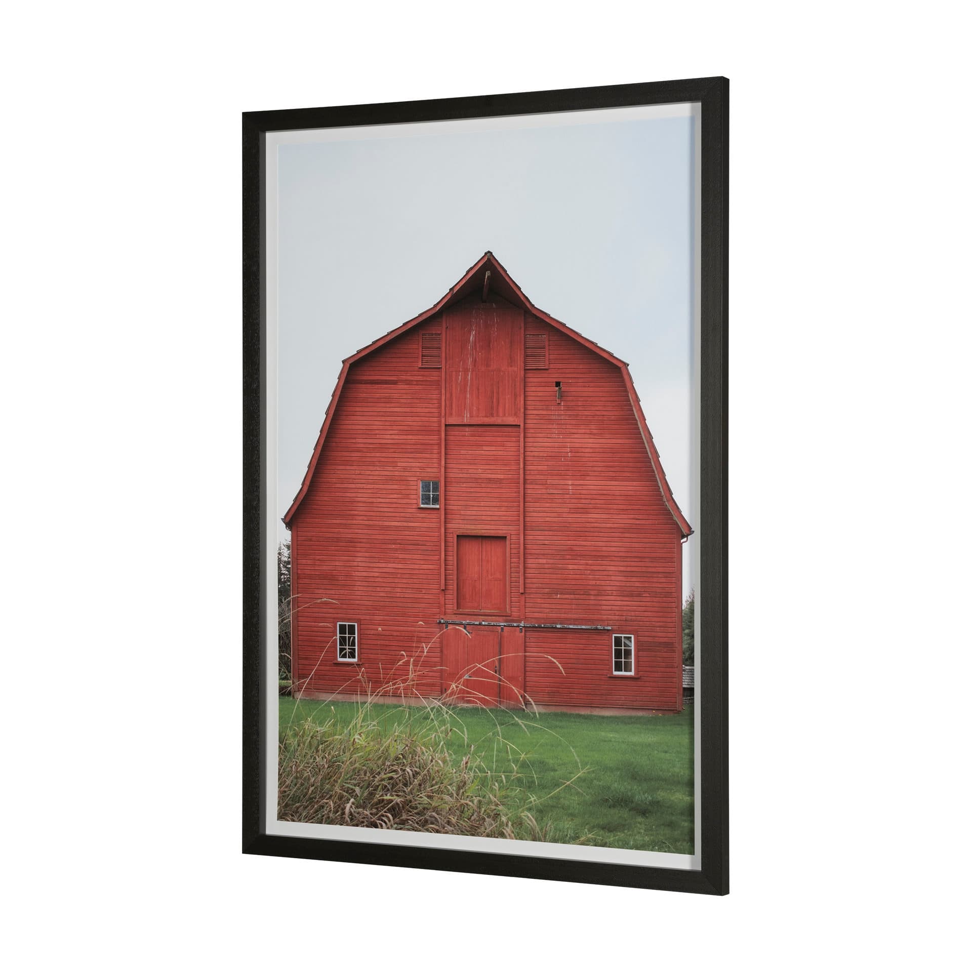 Red Barn I by Mercana Studio a Hand Embellished Textured Framed Photo Art Print Matted under Glass — product photograph
