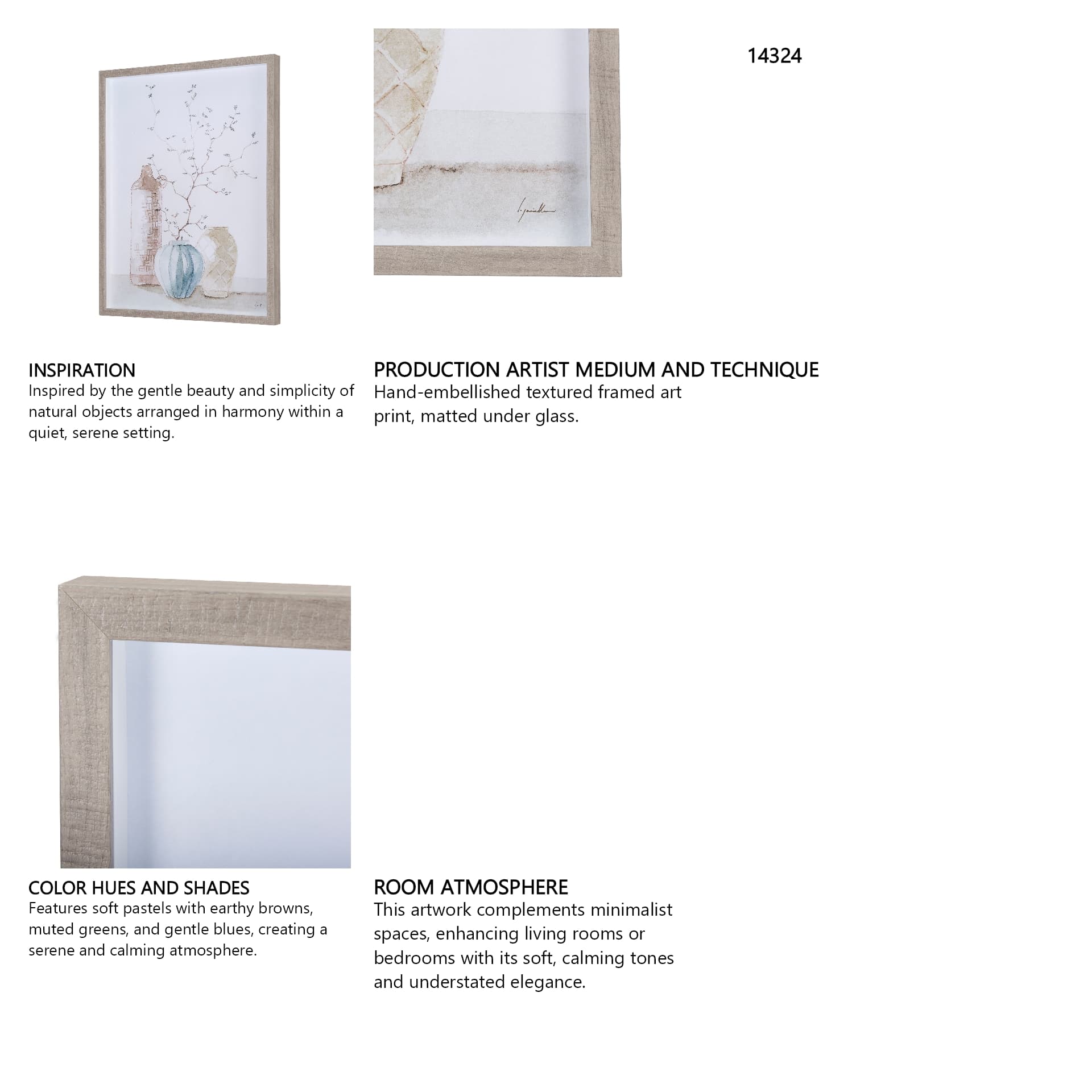 Boho BranchesII by Mercana Studio a Hand Embellished Textured Framed Art Print Matted under Glass — in a styled room