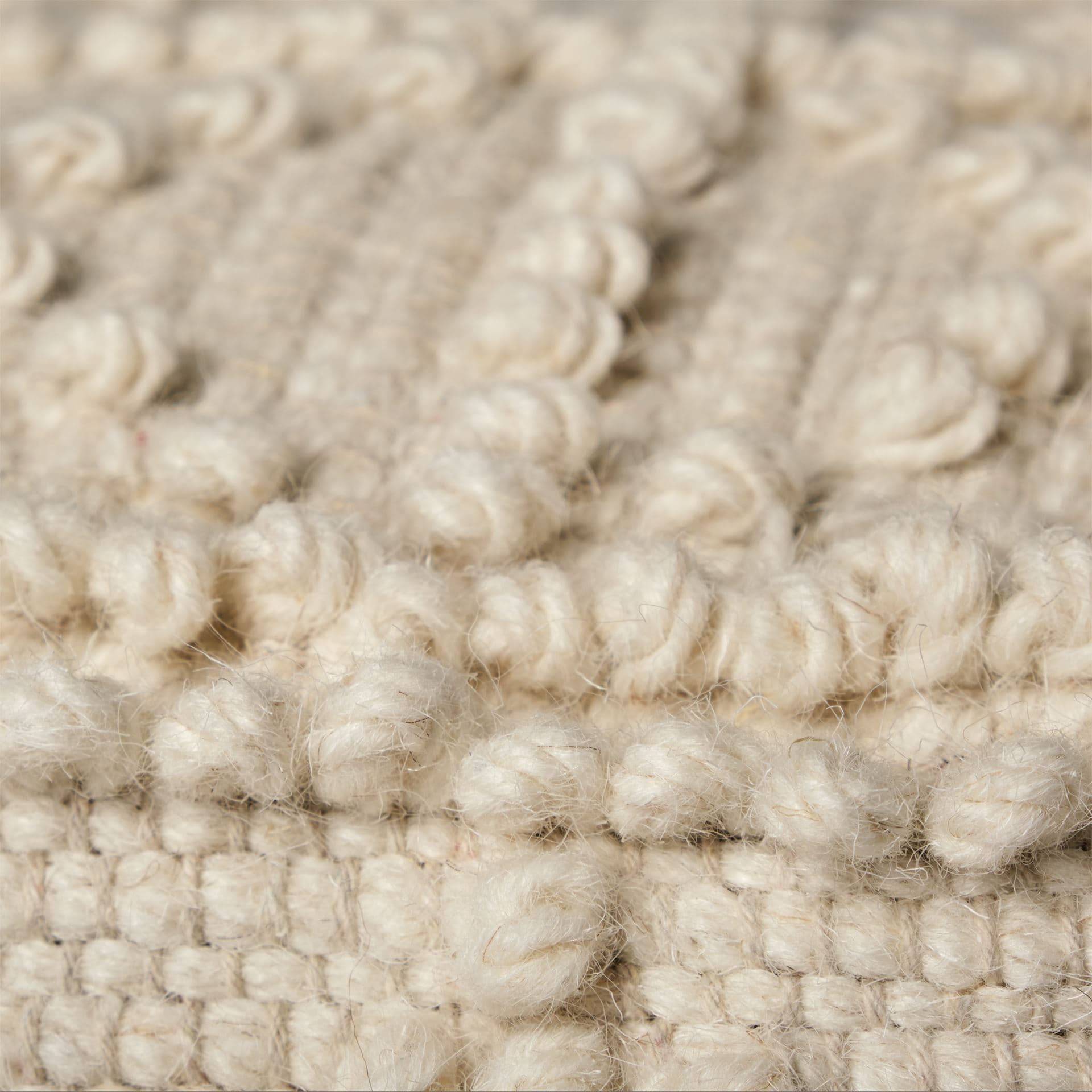 Leroy Square Cream Wool Pouf w/ Popcorn Detail — product photograph