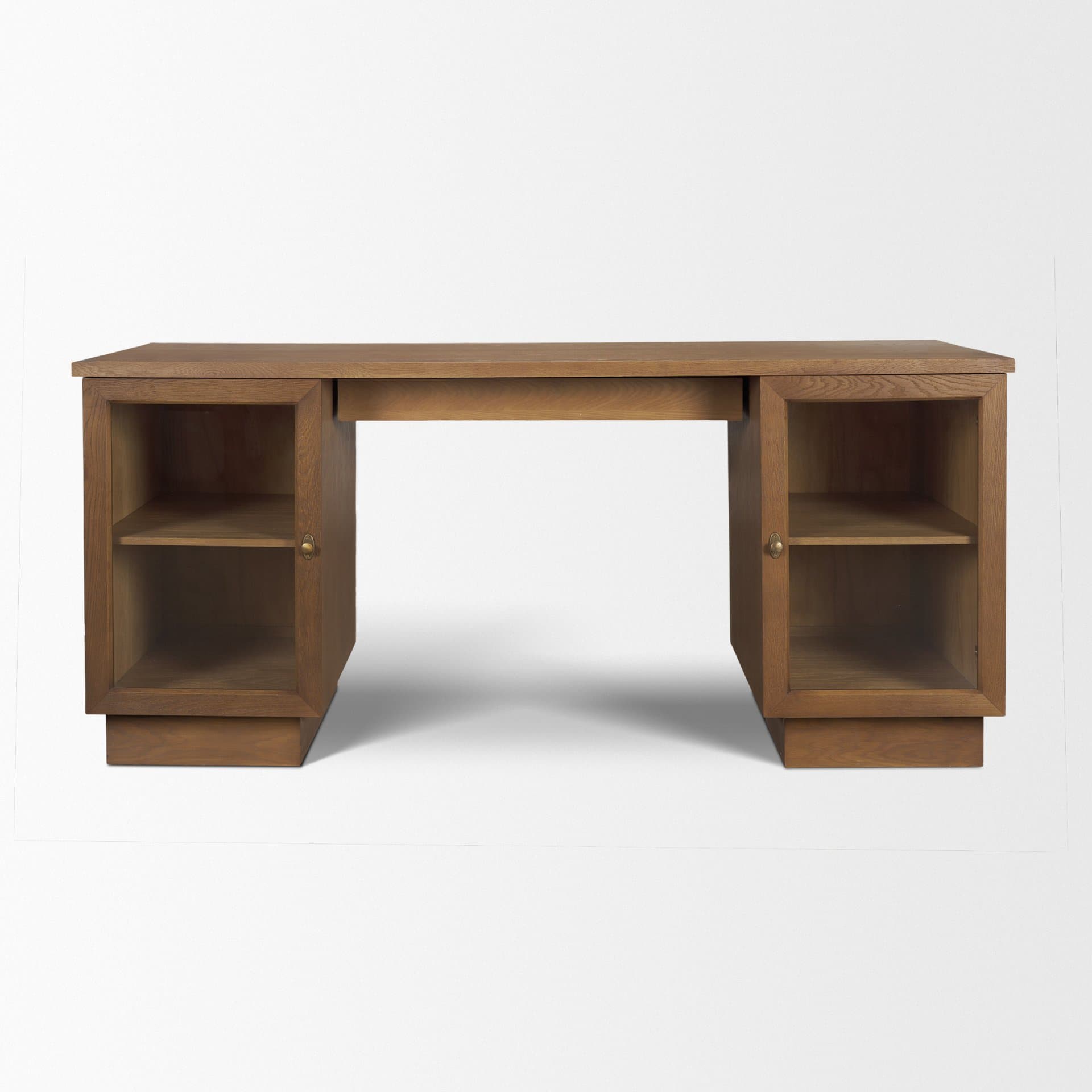 Winsford Two-Tone Oak Writing Desk w/ Glass Doors — product photograph