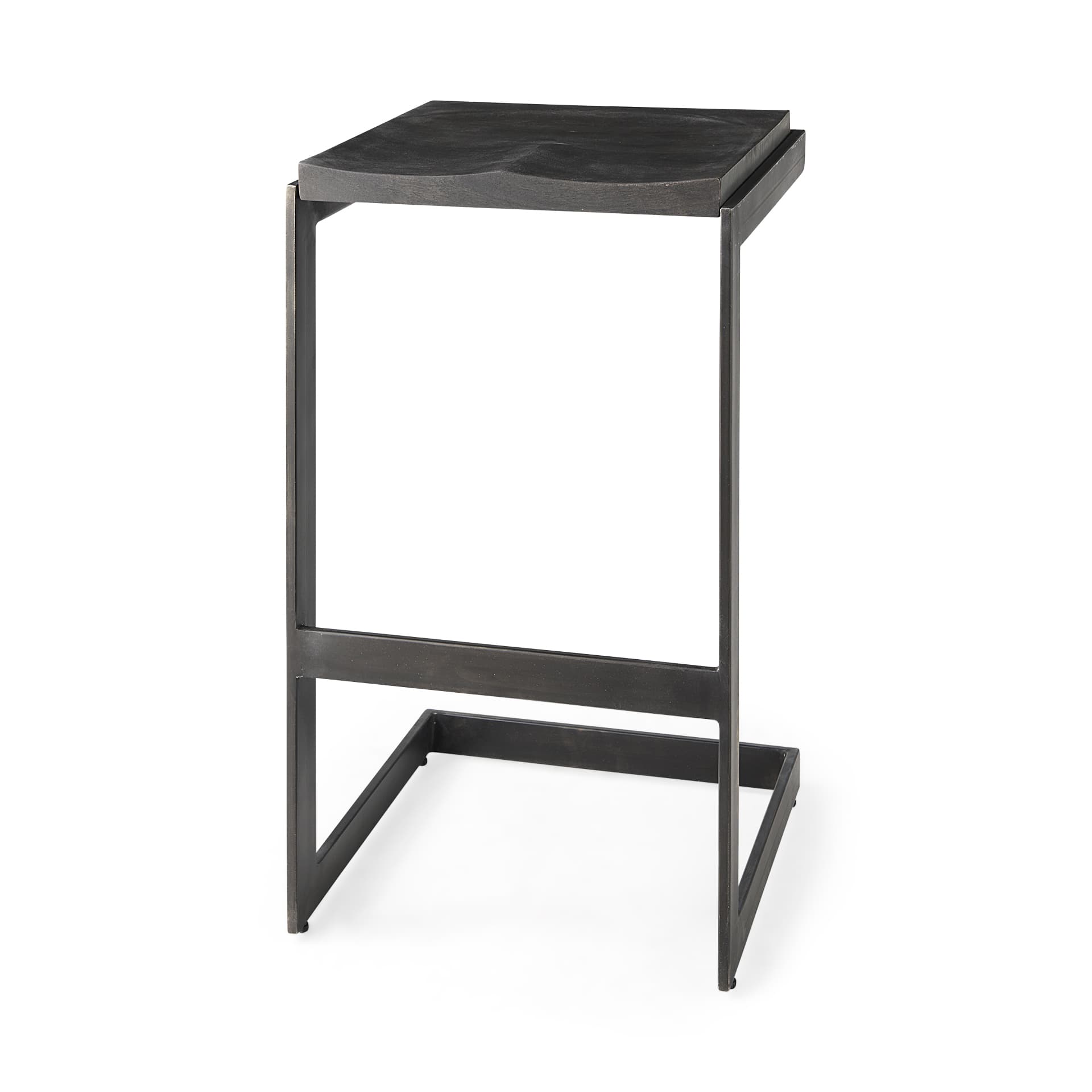 Kiran Backless 30in Seat Bar Stool | Black Wood w/ Black Metal — product photograph