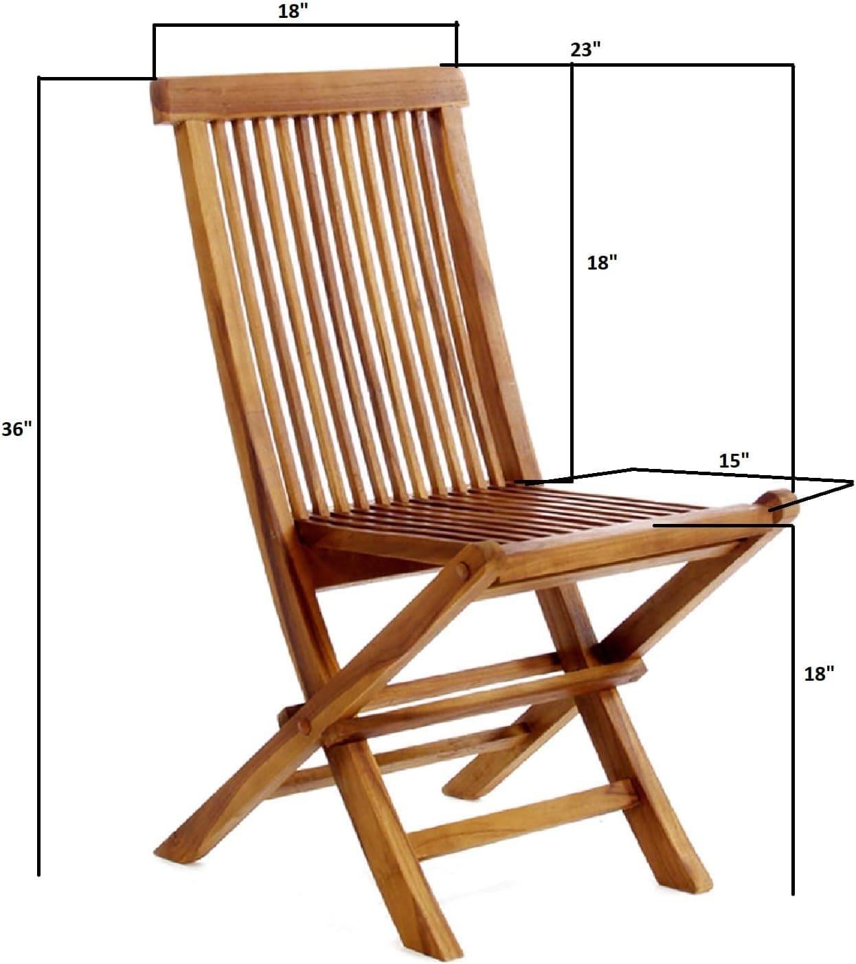 2-Piece Teak Foldable Wood Patio Chairs — product photograph
