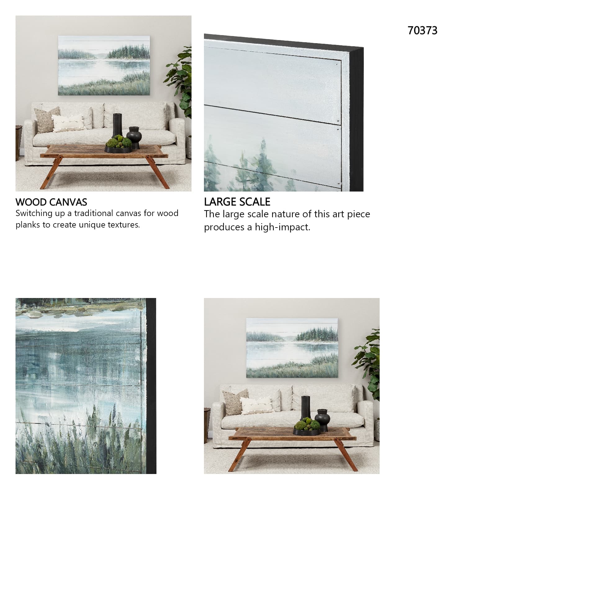 Mere Pond Lake 60x40 Hand Painted on Wood Oil Painting — in a styled room