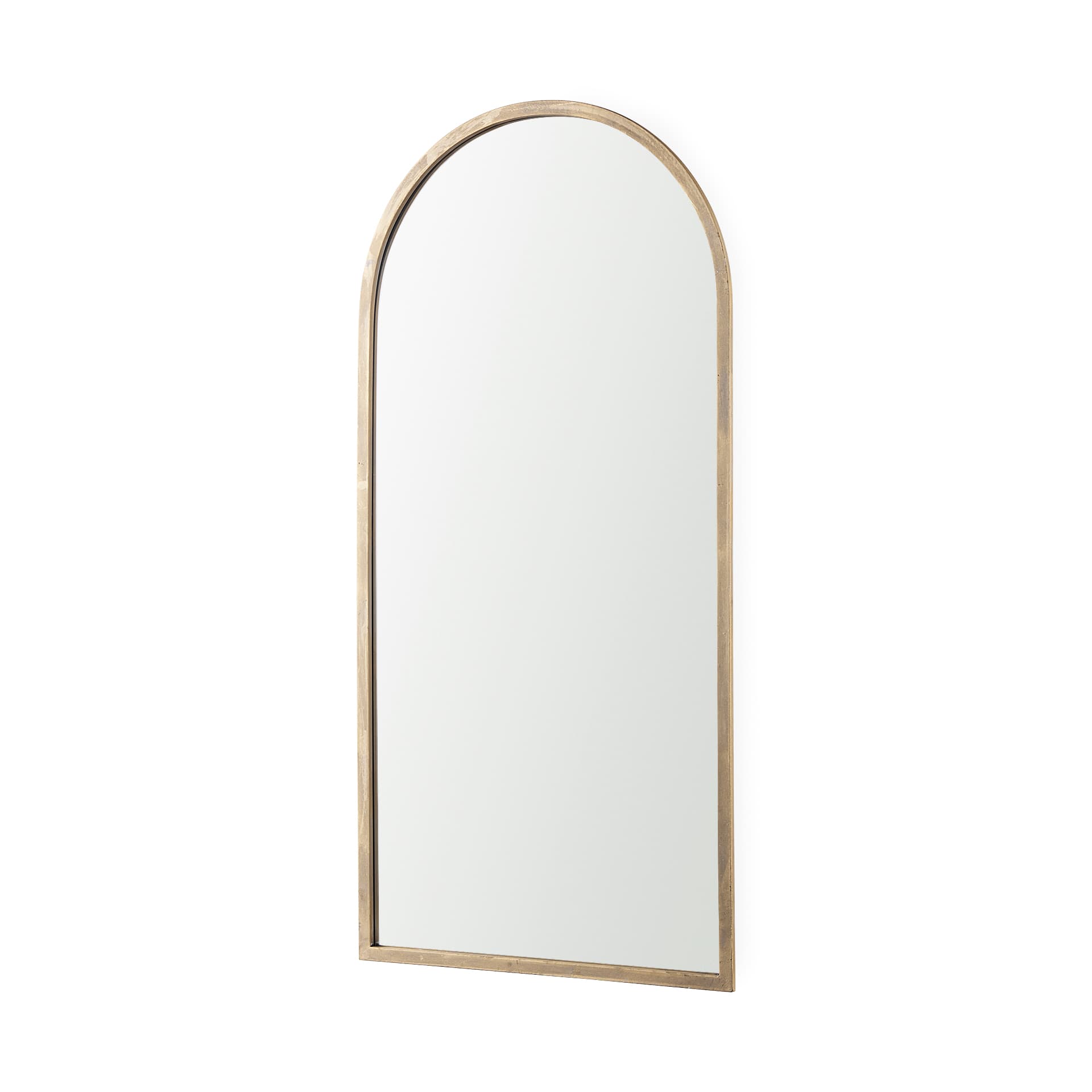 Giovanna 23.6L x 1.2W x 48.8H Gold Metal Frame Rounded Arch Vanity Mirror — product photograph