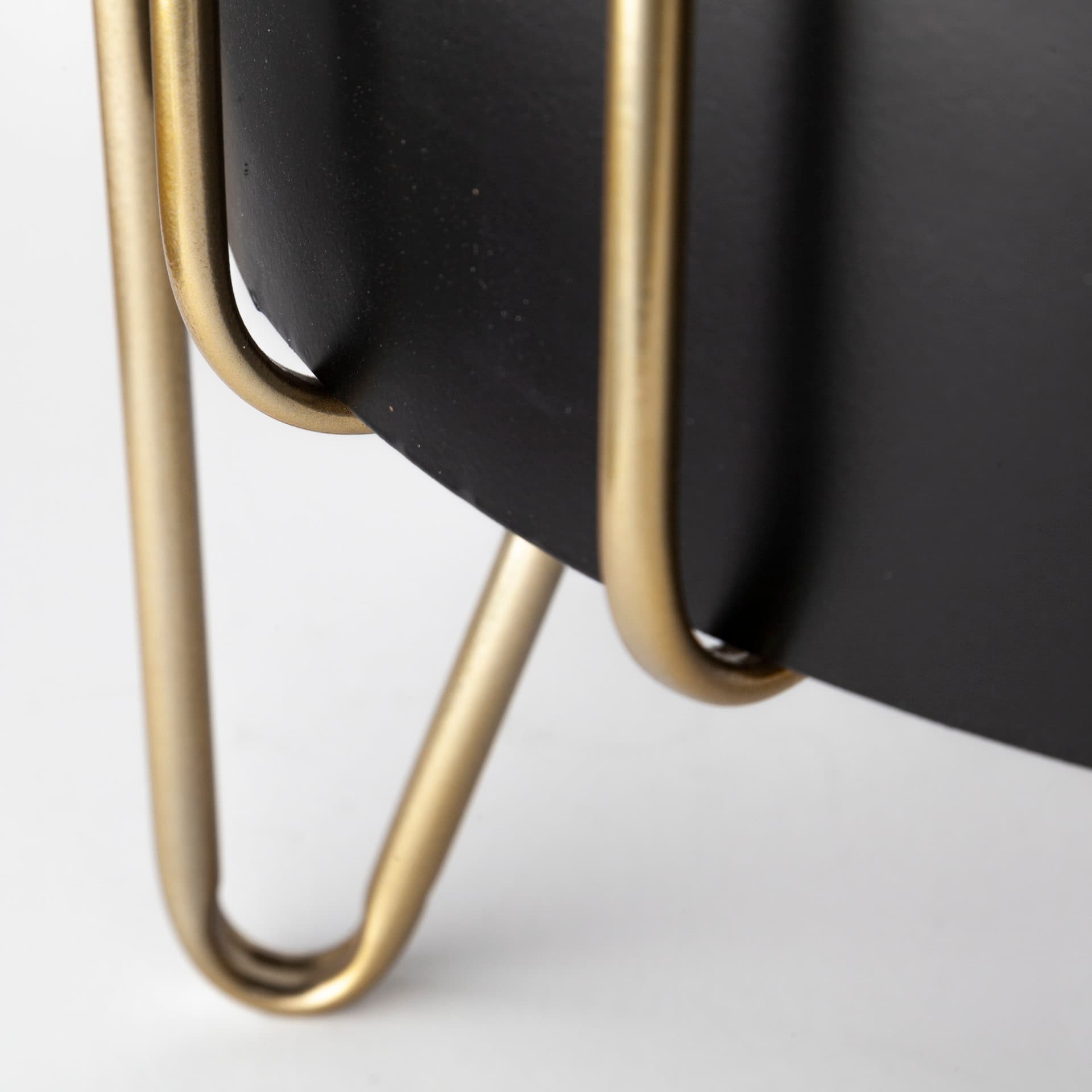 Pianta 13 x 21 Set of Two Black Metal Insert Brass Frame Plant Stands — product photograph