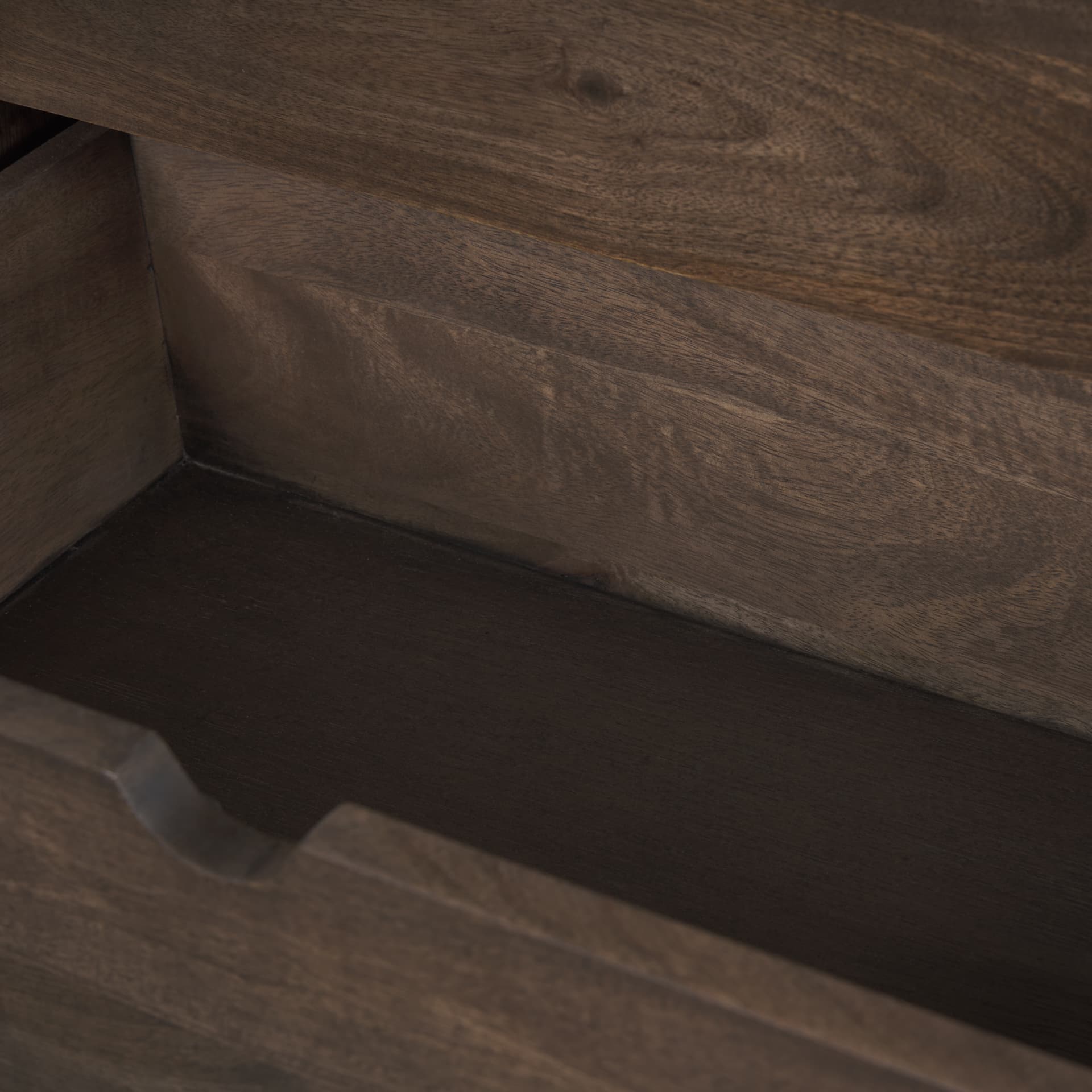 Wallen Solid Dark Brown Wood 3 Drawer Accent Cabinet — product photograph