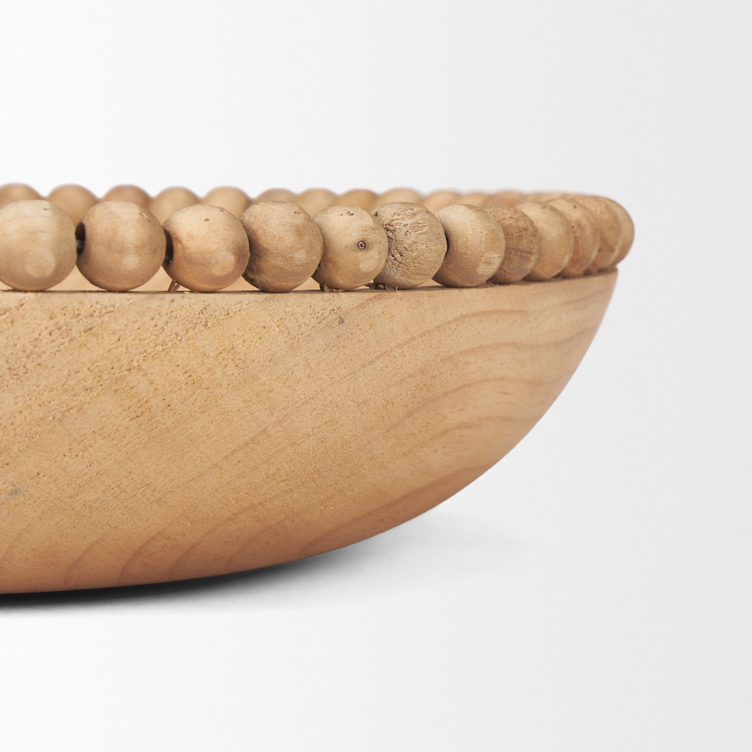 Wendell Light Brown Wood w/ Wood Bead Round Bowls — product photograph