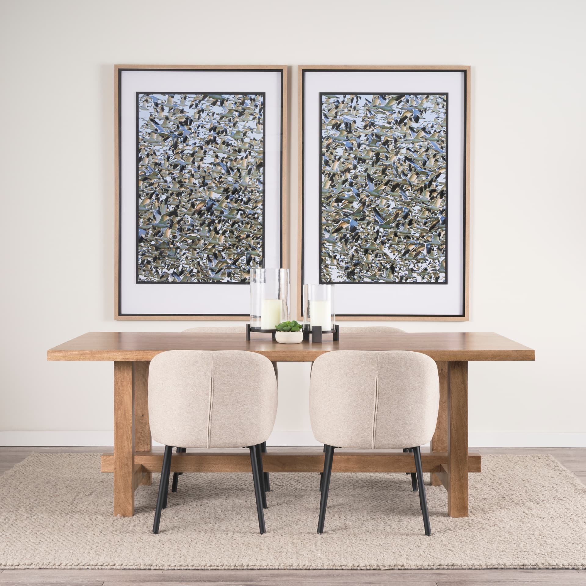 Snowgoose Migration 1 by Gary Blatter Hand Embellished Textured Framed Art Print Matted under Glass — in a styled room