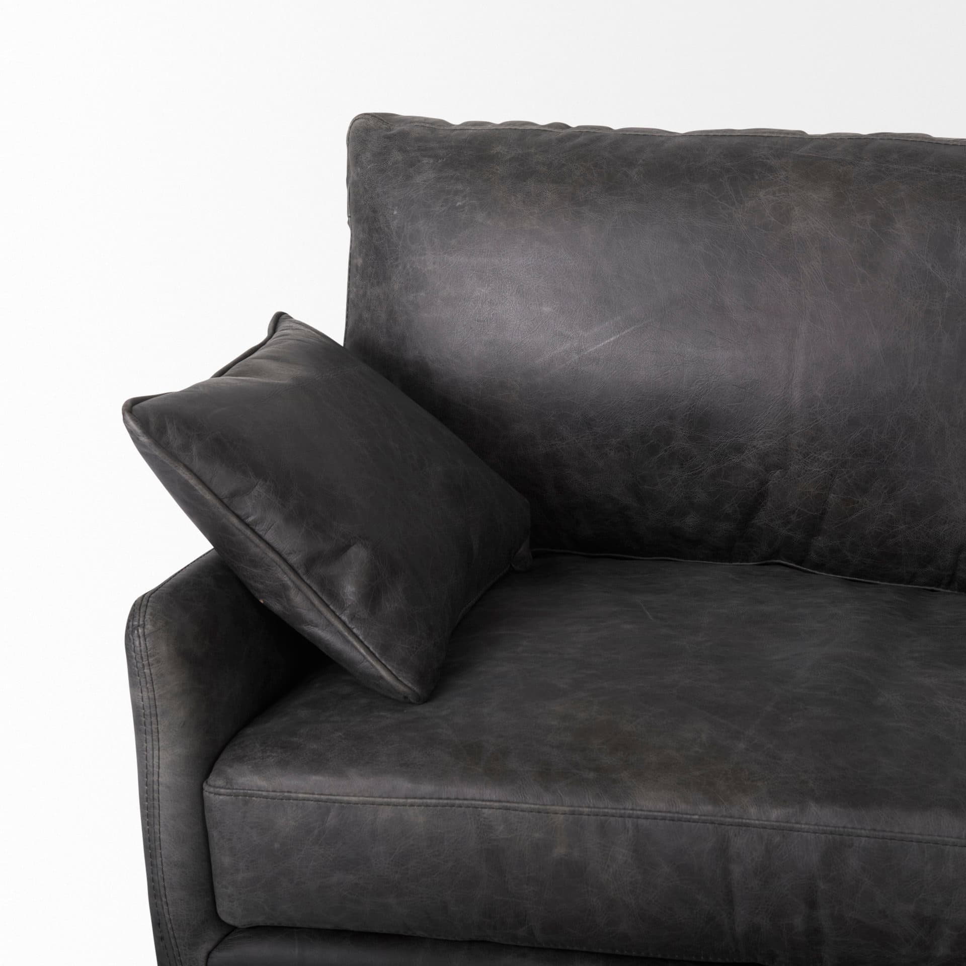 Cochrane 82L x 33W x 32.3 Black Leather Three Seater Sofa — product photograph