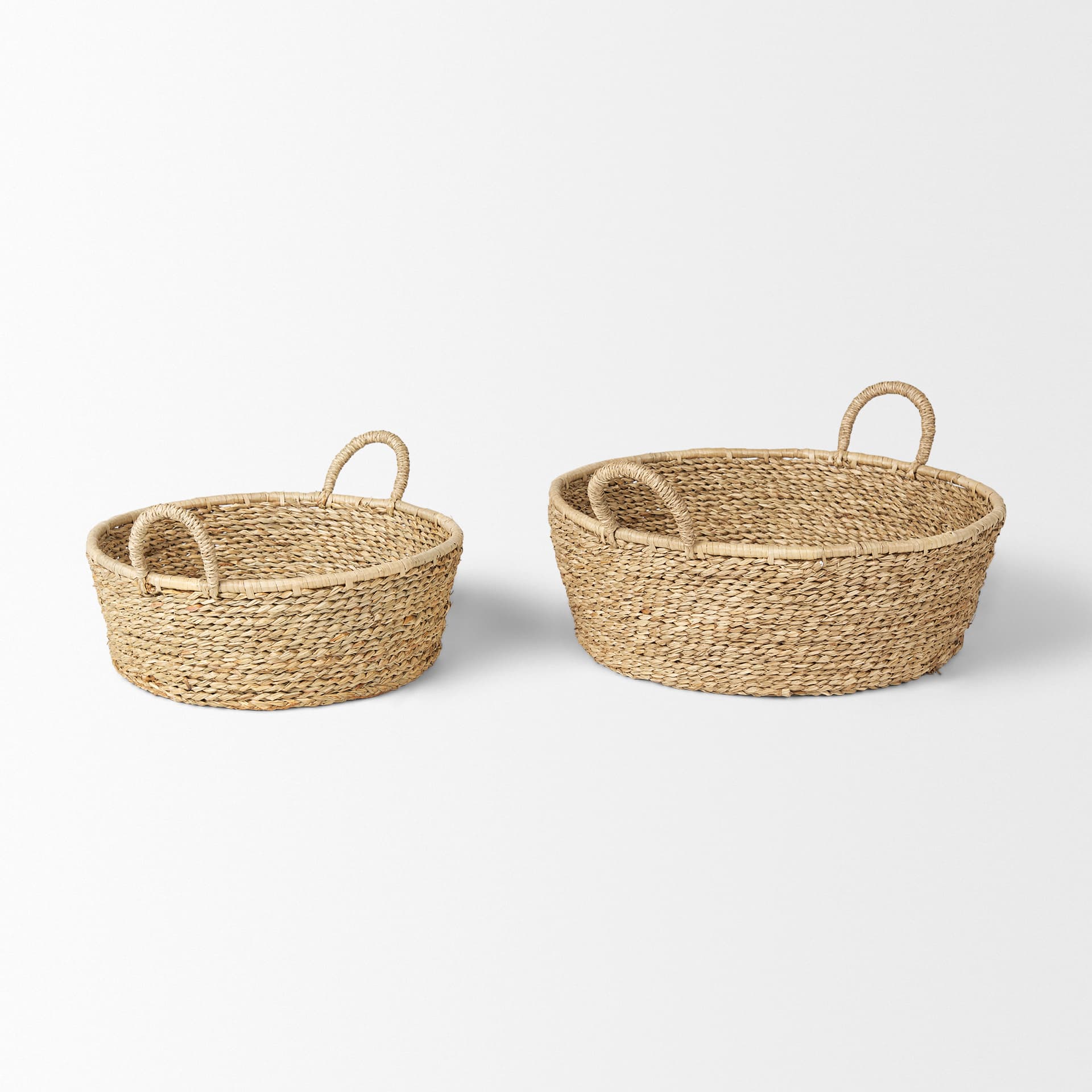 Ayanna Set of 2 Deep Nesting Seagrass Baskets w/ Handles — product photograph