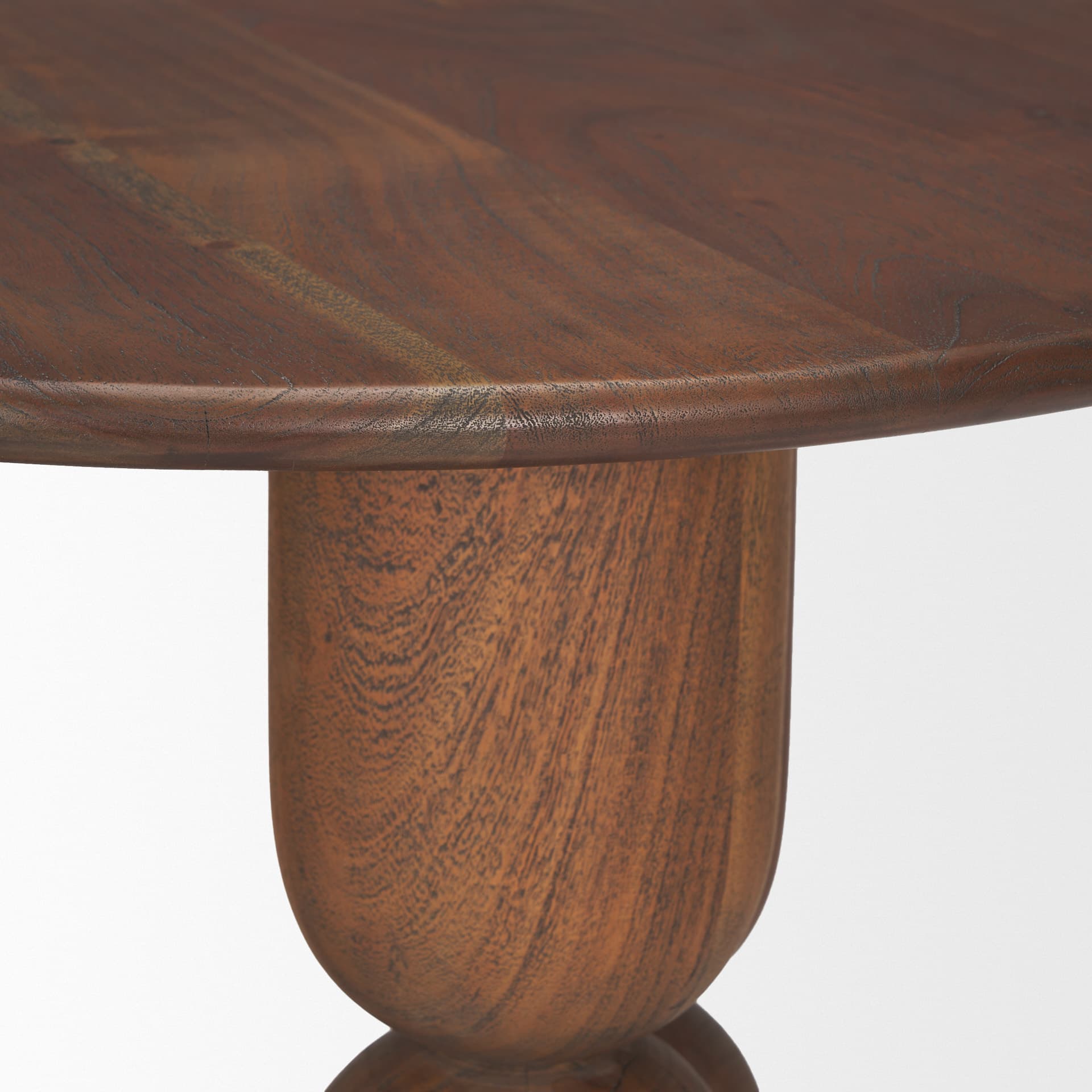 Sonel Pedestal Medium Dark Brown Acacia Wood Foyer Table — product photograph