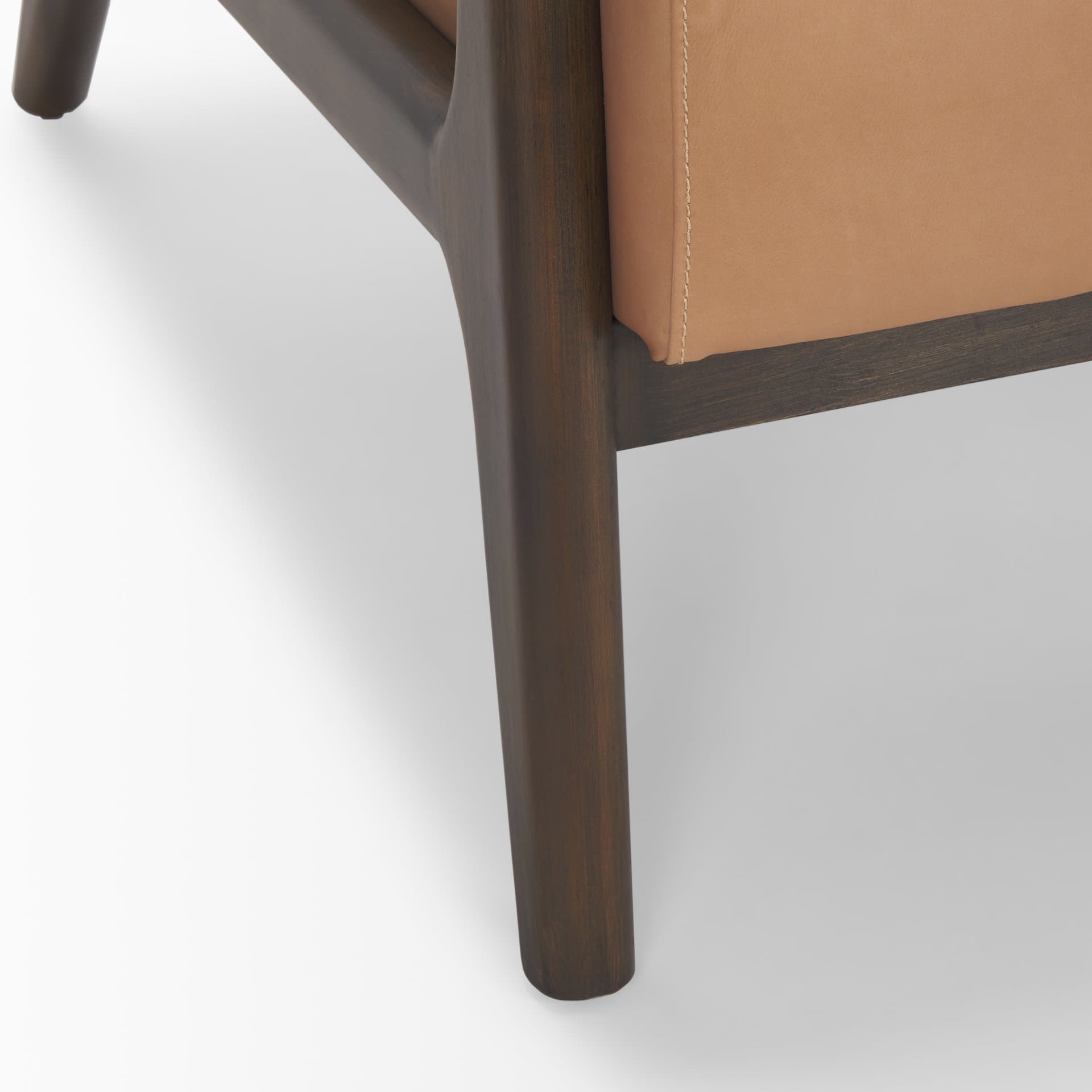 Cashel Accent Chair W/ Dark Brown Wood and Tan Genuine Leather — product photograph