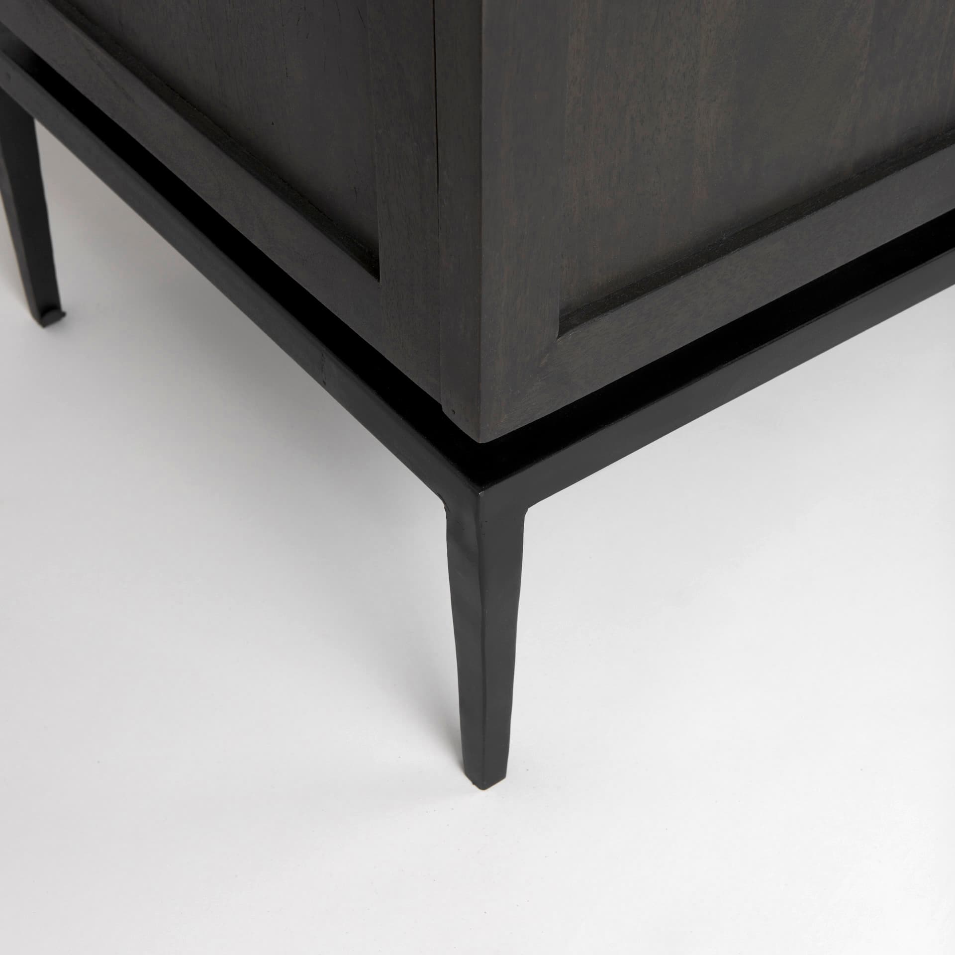 Divina Black-Brown Wood w/ White Marble Top and Black Metal Base Sideboard — product photograph