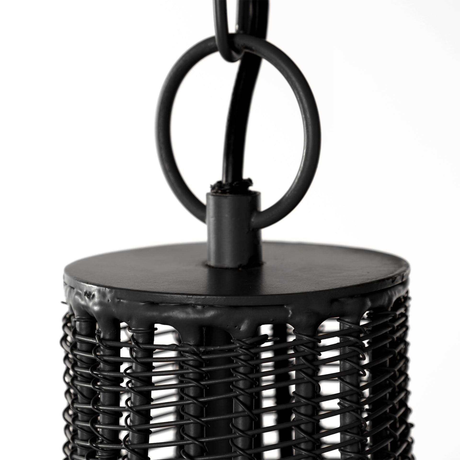 Camila (40"x31") Black Metal Mesh-Style Four Bulb Chandelier — product photograph