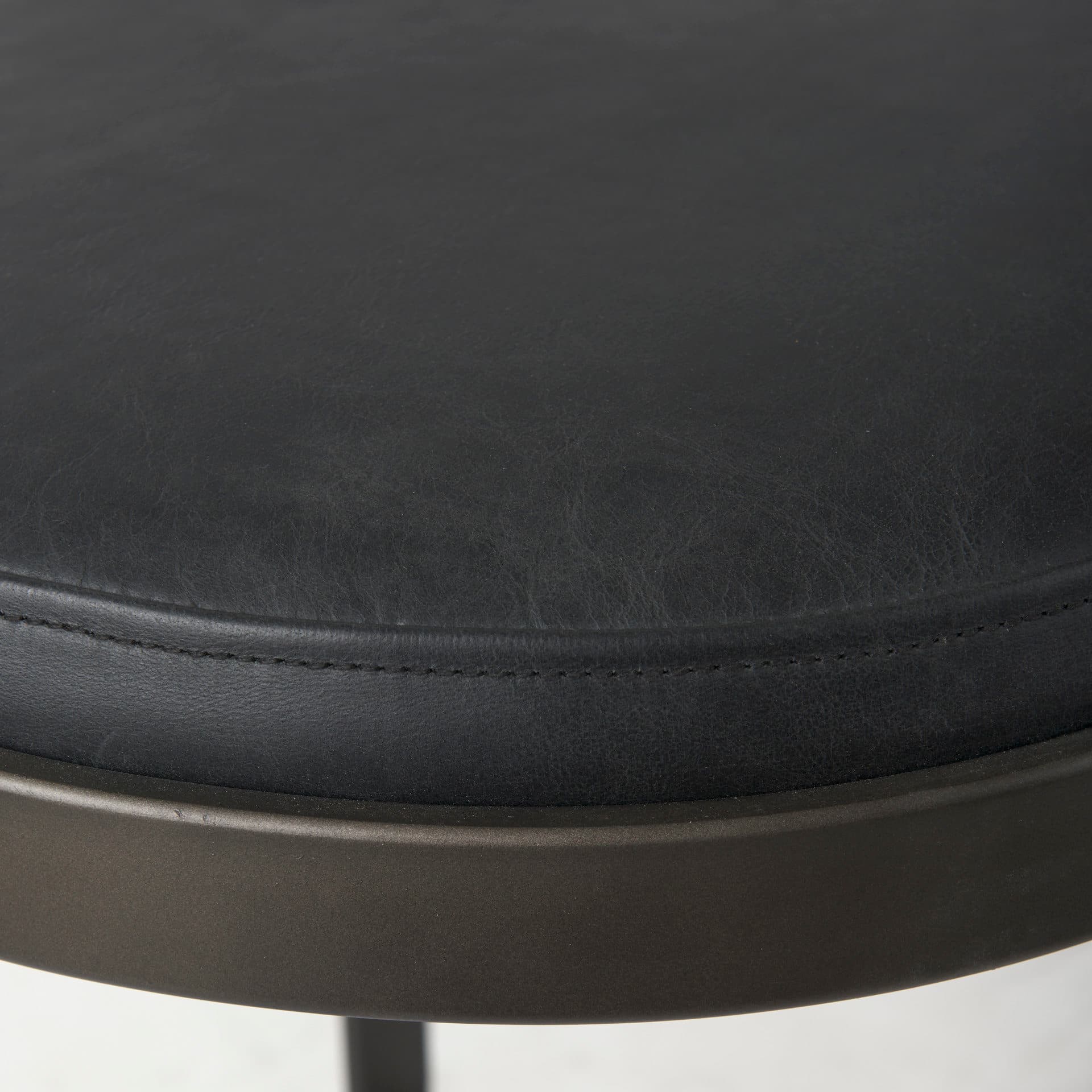 Tyson Backless 31in Seat Bar Stool | Black Leather w/ Black Metal — product photograph