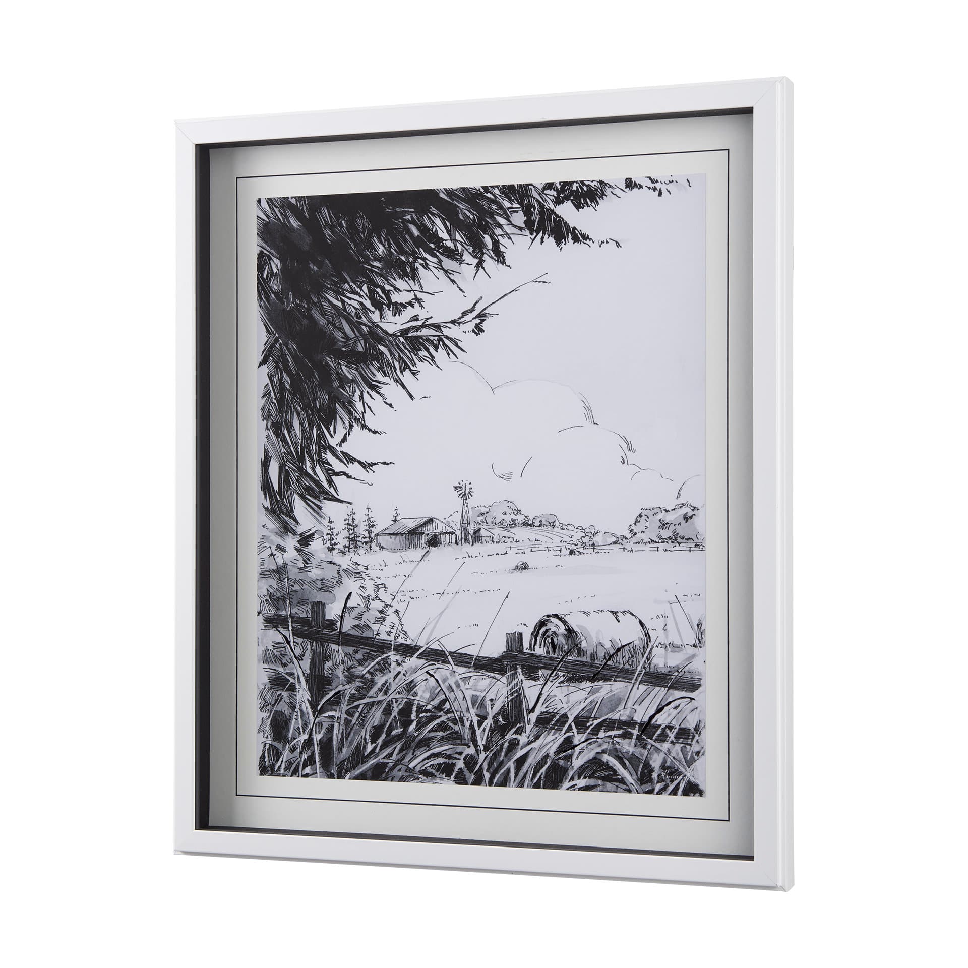 Farm View I by Mercana Studio a Hand Embellished Textured Framed Art Print Matted under Glass — product photograph