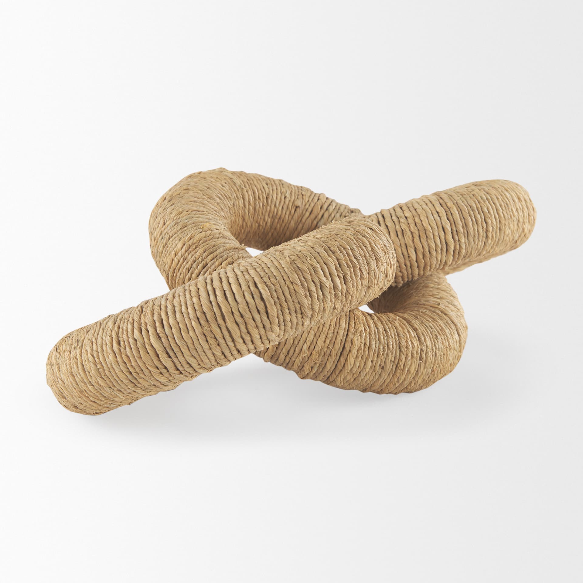 Alize Jute Wrapped Solid Wood Circular Chain Link Decorative Object — product photograph