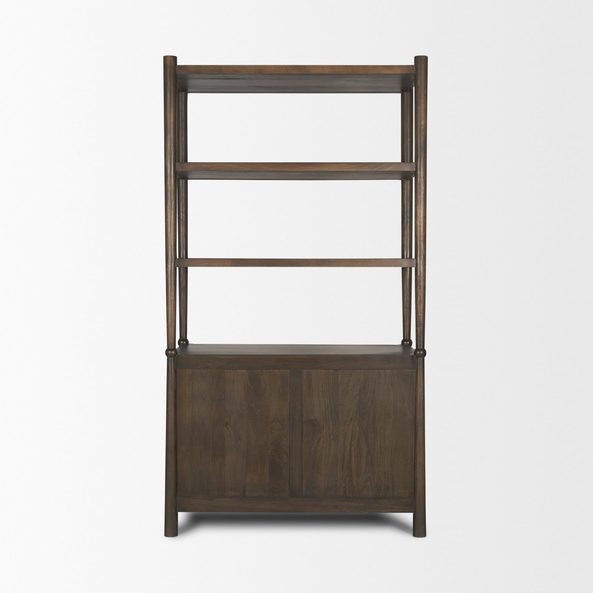 Bondi 2 Door Open Dark Brown Wood w/ Paper Rope Shelving Unit — product photograph