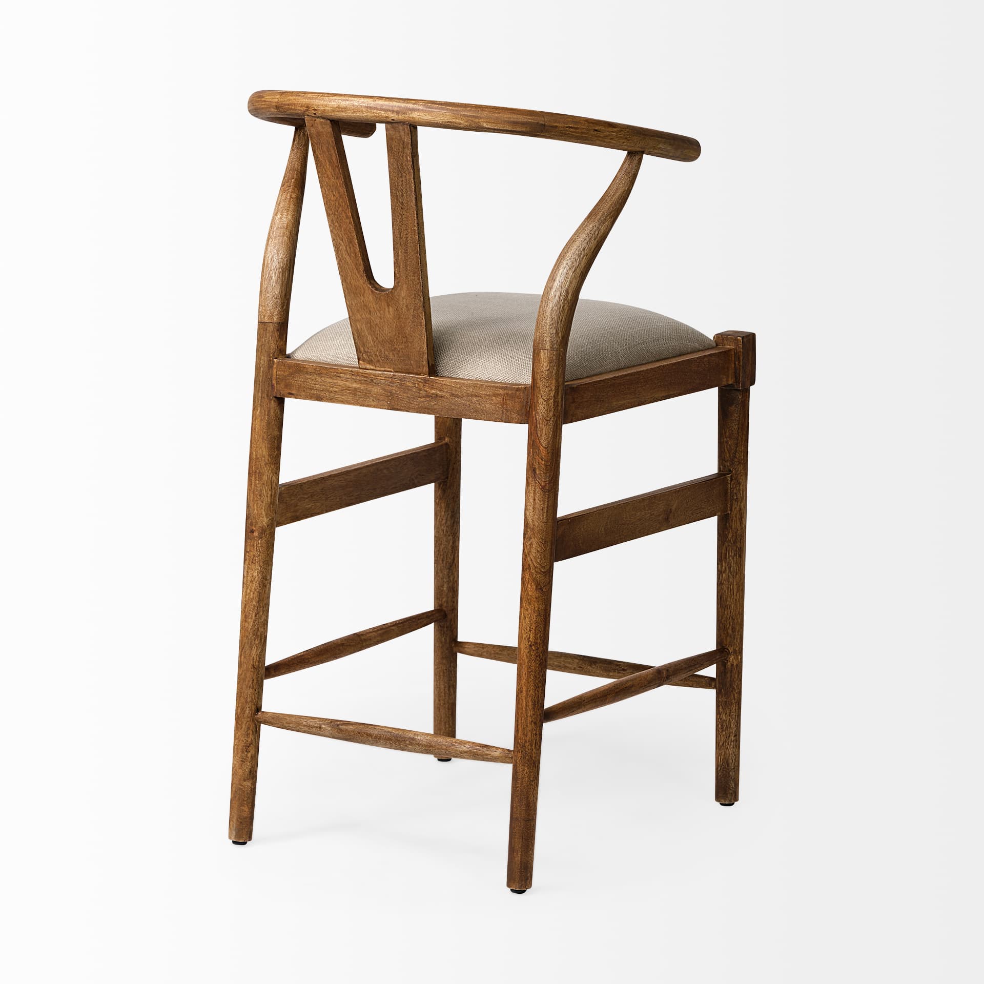 Trixie Backless 37in Seat Counter Stool | Cream Fabric w/ Brown Wood — product photograph