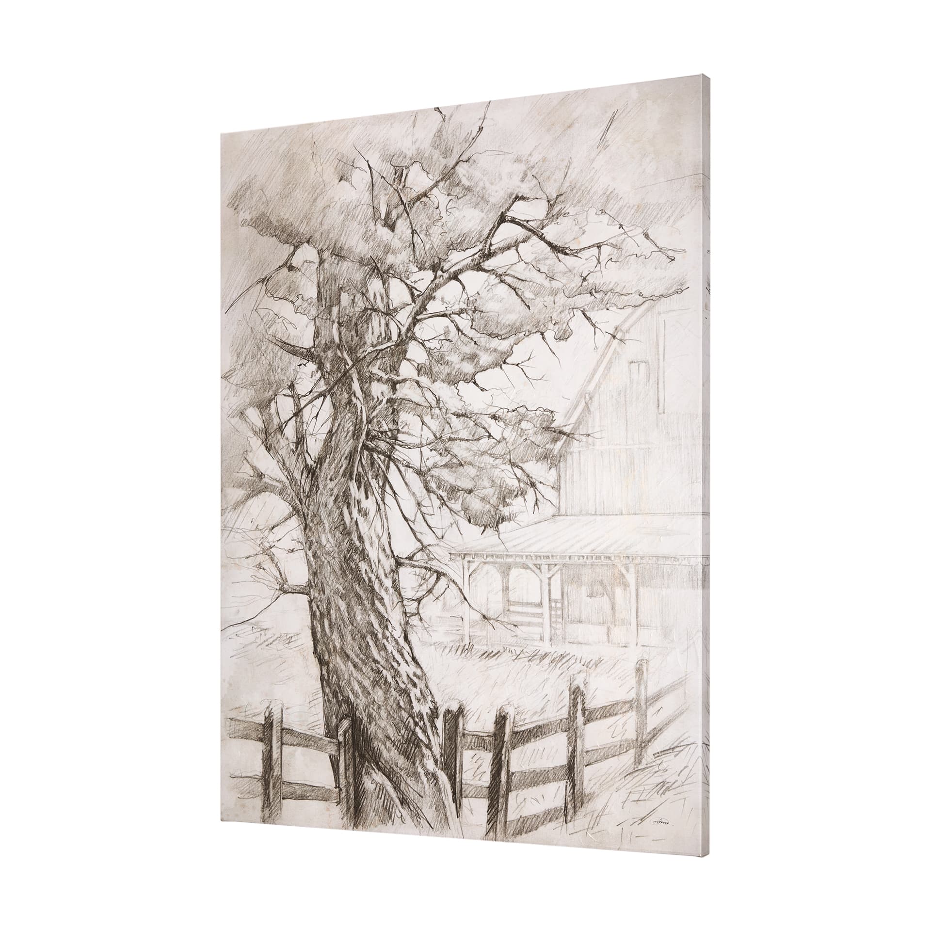 Old West Collection I ( Farm view) by Mercana Studio a Hand Embellished Textured Canvas — product photograph
