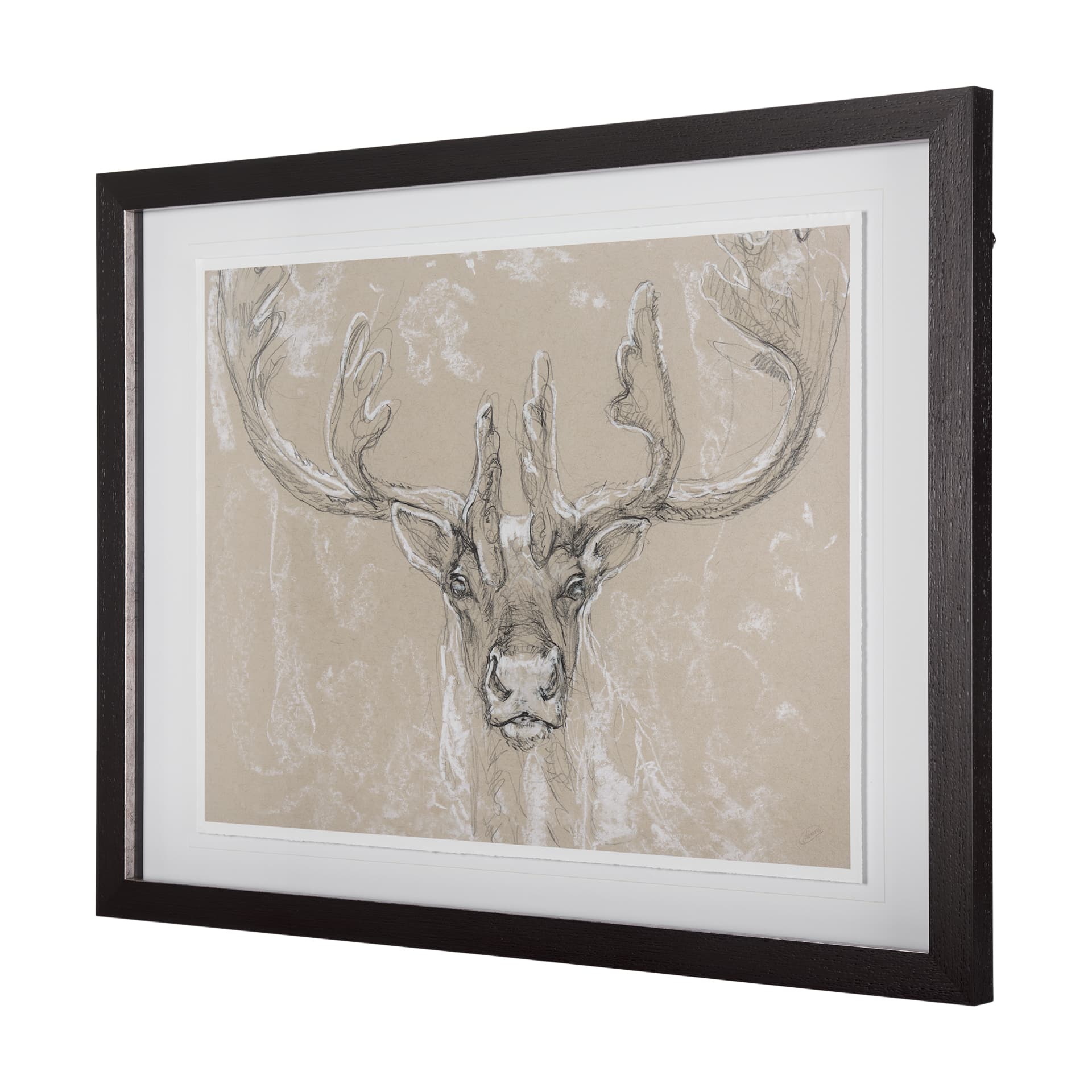 Sketch of animal II (Caribou) by Mercana Studio Hand Embellished Framed Art Print Matted under Glass — product photograph